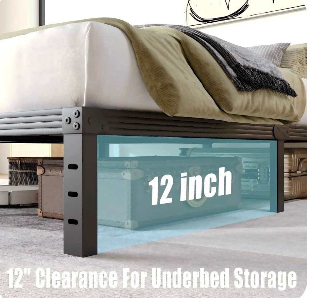 COMASACH 14 inch Twin Bed Frame, Easy Assembly, Heavy Duty Metal Platform, Noise Free, Black