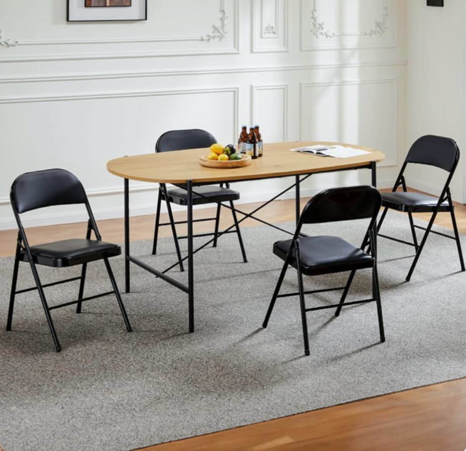 EDX 2 Pack Folding Chair with Sturdy Metal Frame, High-Density Padding, and Water-Resistant PU Leather - Ideal for Meetings, Gatherings, and Events, Black