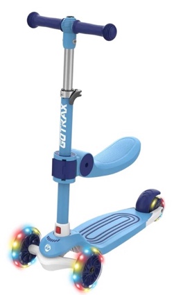 GOTRAX BoblooPro 3-Wheel Light-Up Kick Scooter For Kids Ages 3-8, with Folding Adjustable/Rmovable Seat, Blue
