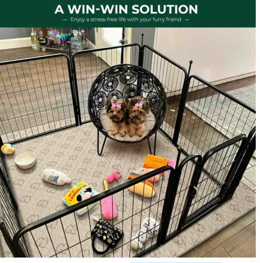 FXW Rollick Unleashed Dog Playpen for Indoor, Yard, RV Camping, 24 inch 8 Panels for Small and Puppy Dogs, Black?Patented