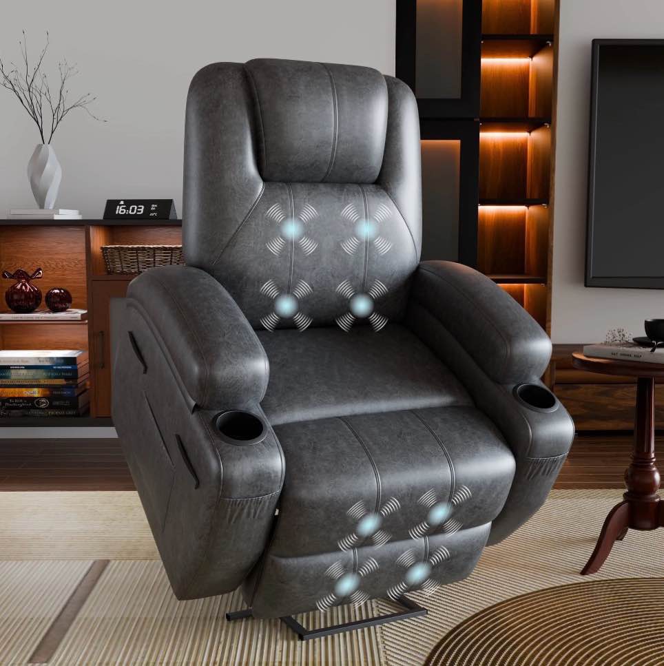 homall power lift recliner chair leathaire for elderly with massage   black