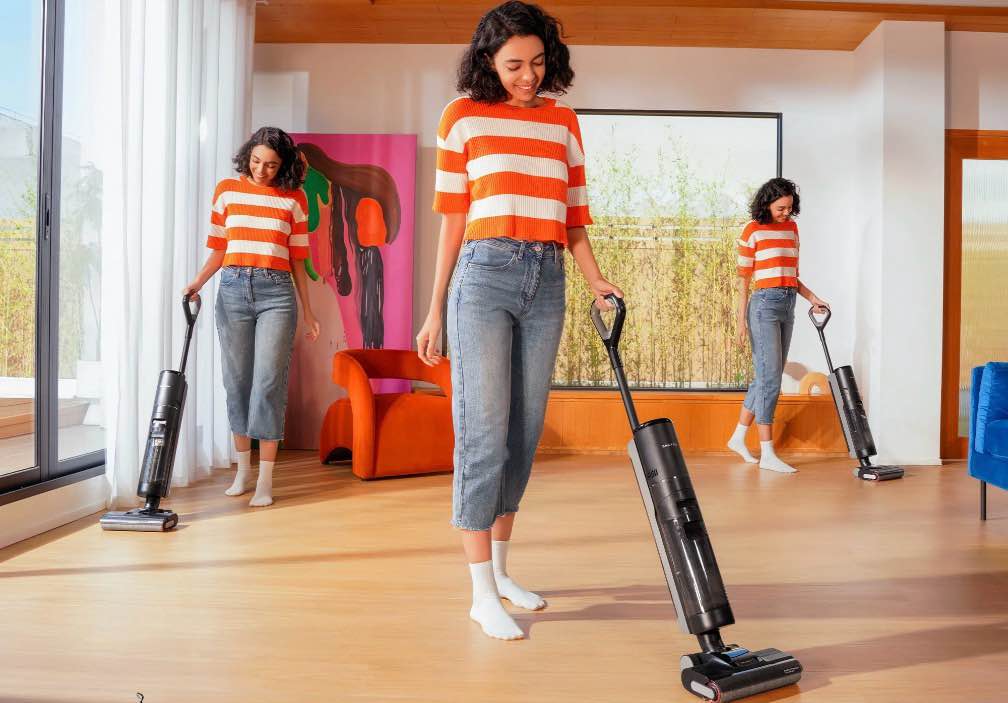 dreame floorx 302 wet dry vacuum cleaner vacuum mop all in one with auto self-cleaning floor cleaner machine for hard floor 35 mins runtime edge cleaning self-propelled vacuum mop combo