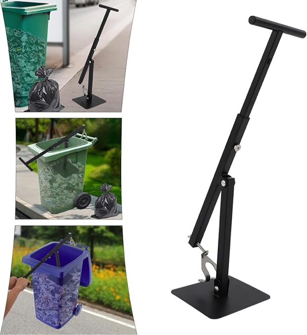 iajxwi manual trash compactor  waste recycling hand tool  trash bin compactor for 60-120l wheelie bins for home office kitchen restaurant