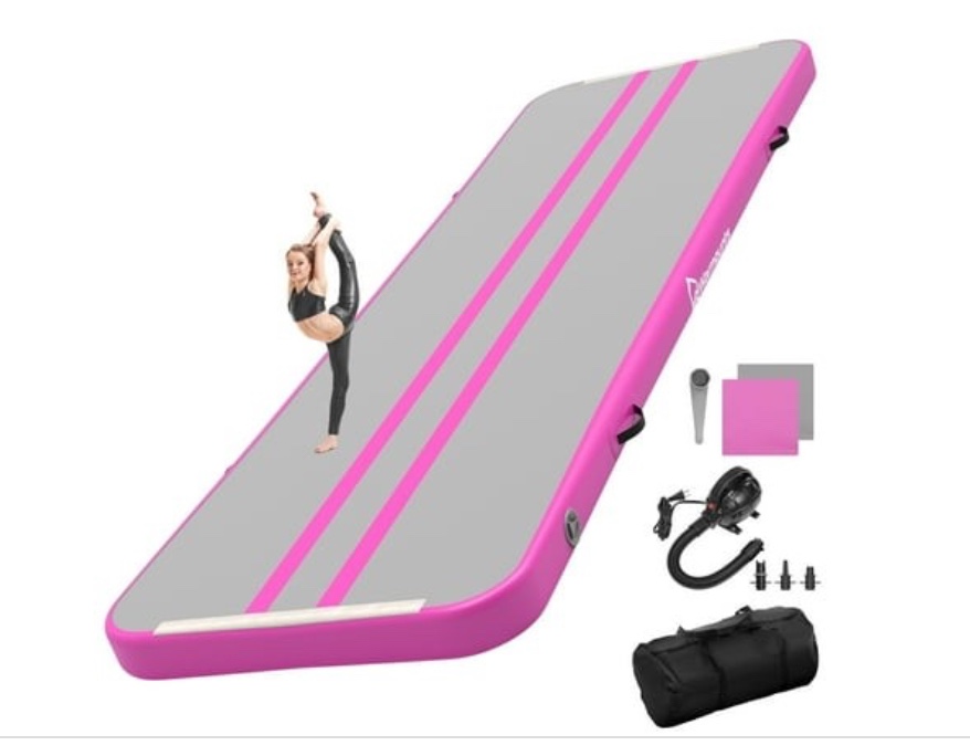 warmounts gymnastics mat 13 ft inflatable tumbling mat w/ electric pump 4 thick tumble track for home yoga cheerleading water outdoor