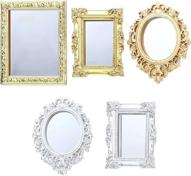 onest 8 pieces dollhouse miniature mirror dollhouse wall mirror miniature bedroom mini furniture mir