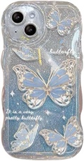 cutecasee compatible with iphone 14 pro max case for women/girls, cute butterfly glitter bling anti-