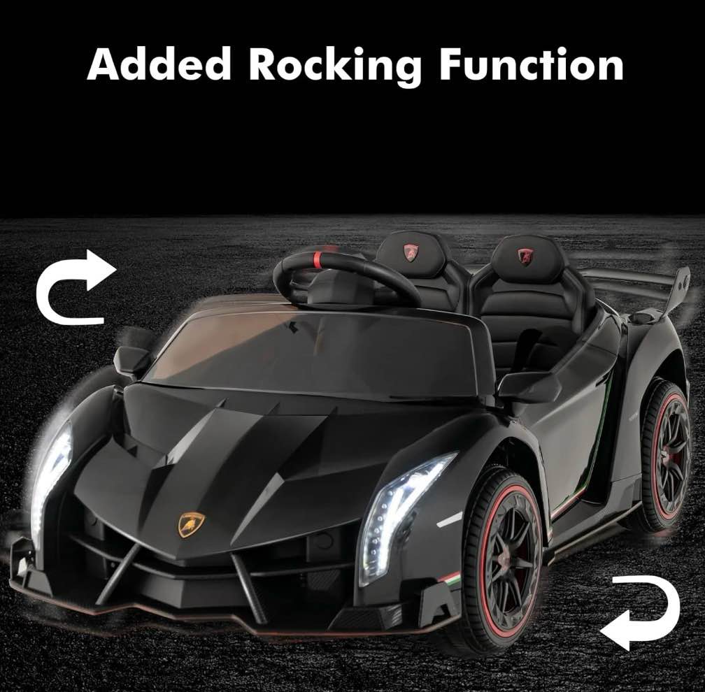 Condition photo showing Good Condition for OLAKIDS 2 Seater Kids Ride on Car, 12V 4WD Licensed Lamborghini Veneno Powered Electric Vehicle with Hydraulic Doors, Rocking Mode, Adjustable Speeds, Remote Control, MP3, Headlight