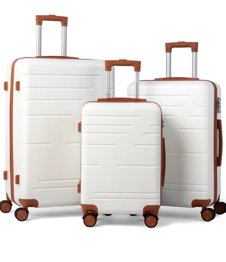 Zimtown Luggage 3 Piece Set Suitcase ABS Hardside Lightweight with TSA Lock Spinner Wheels, Beige