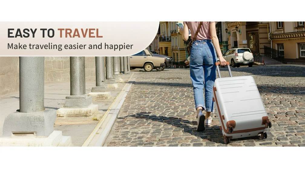 Condition photo showing As Is for Zimtown Luggage 3 Piece Set Suitcase ABS Hardside Lightweight with TSA Lock Spinner Wheels, Beige