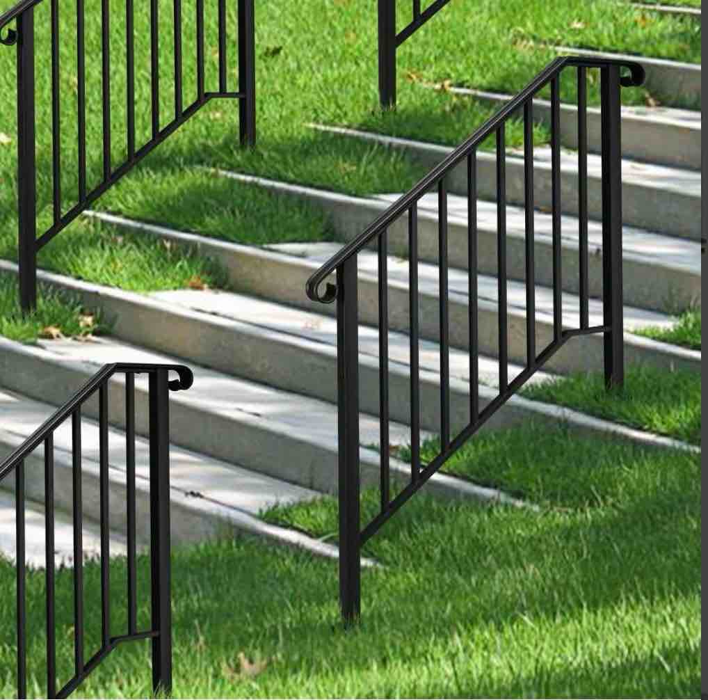 Condition photo showing Good Condition for Zimtown Outdoor Iron Handrail with Powder Coating for 3-4 Steps, Matte Black Finish