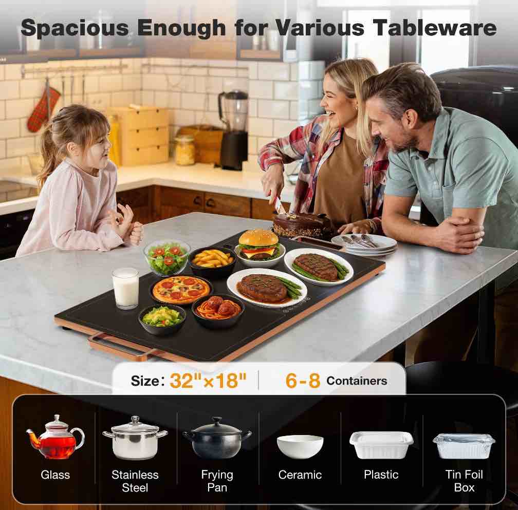 Condition photo showing Good Condition for WARMOUNTS Electric Warming Tray 32''×18'', Adjustable Temperature, 10s Full Surface Heating, Smart Scheduling + Timer, Intelligent Digital Display, Food Warmer for Parties, Buffet, Home Use