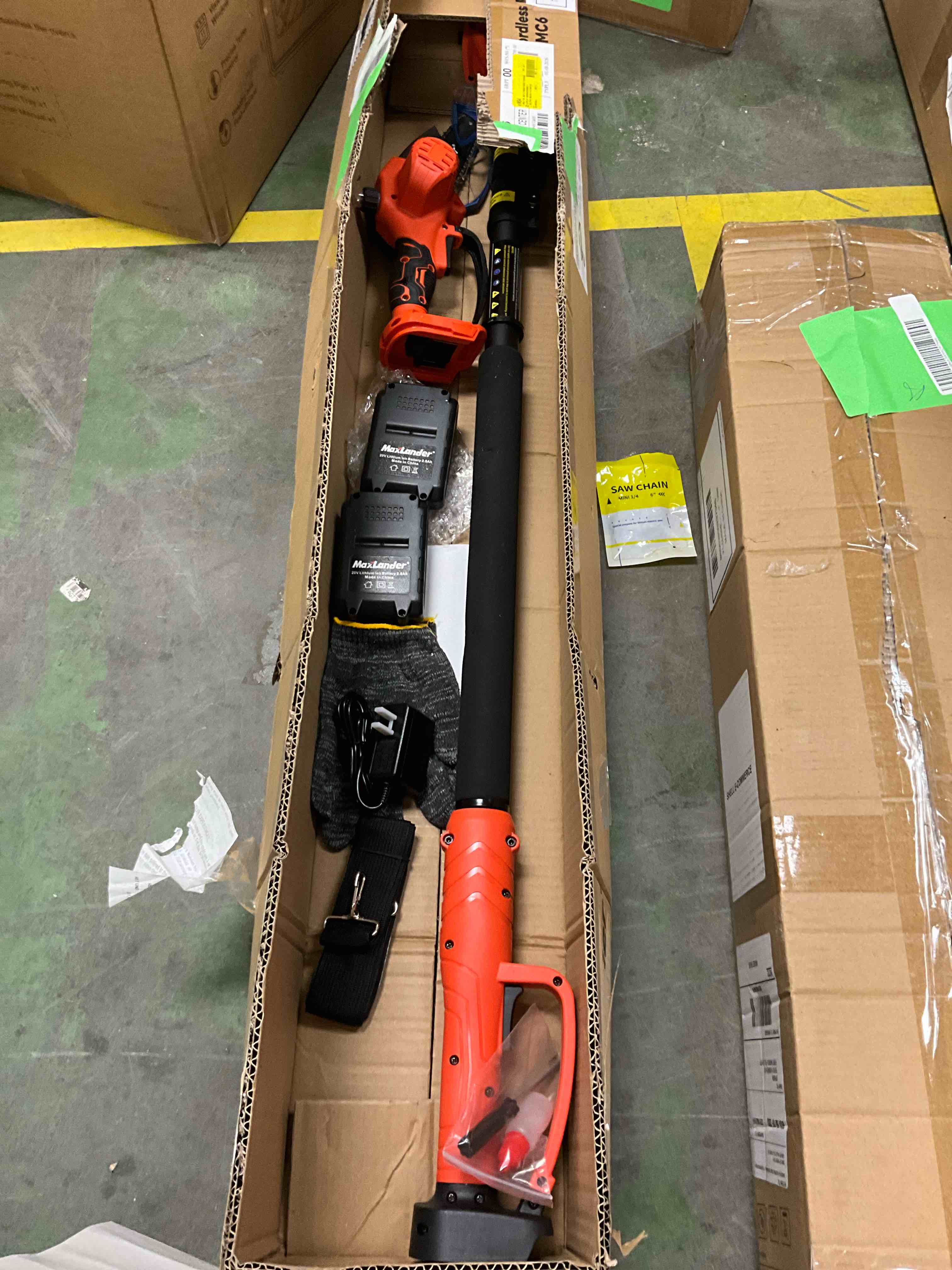 Condition photo showing Good Condition for MAXLANDER 2-in-1 Cordless Pole Saw & Mini Chainsaw, 6'' Electric Pole Saws for Tree Trimming, 20V Battery Pole Saw with 2 Chains, 14ft Reach Pole Chainsaw(2PCS Battery and Charger Included)