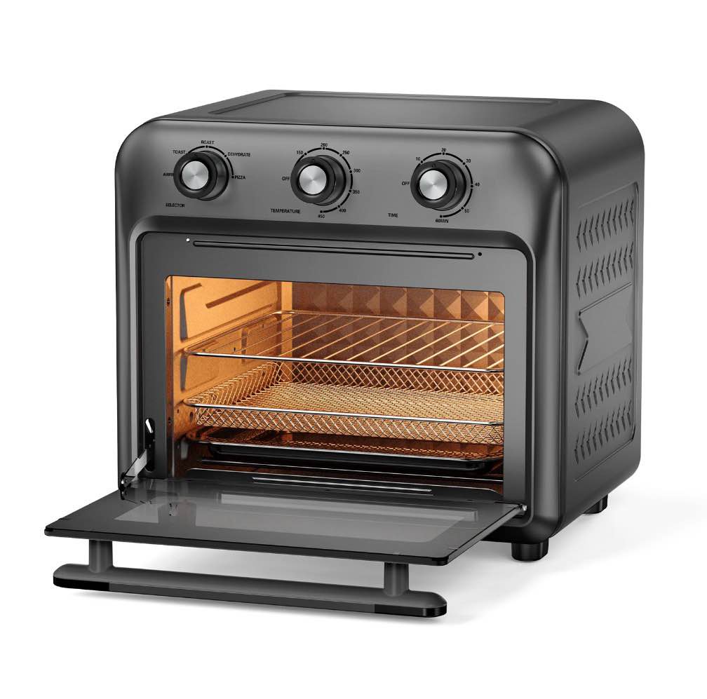 Condition photo showing Good Condition for 19QT Air Fryer Toaster Oven with Convection, 5-in-1 Countertop Cooker, Visible Window, Oil Free, 1500W, Black