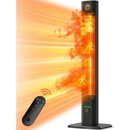 42inch outdoor patio heater 1500w 3s instant heating infrared heater with 180min timer tip-over protection super quiet for indoor outdoor use