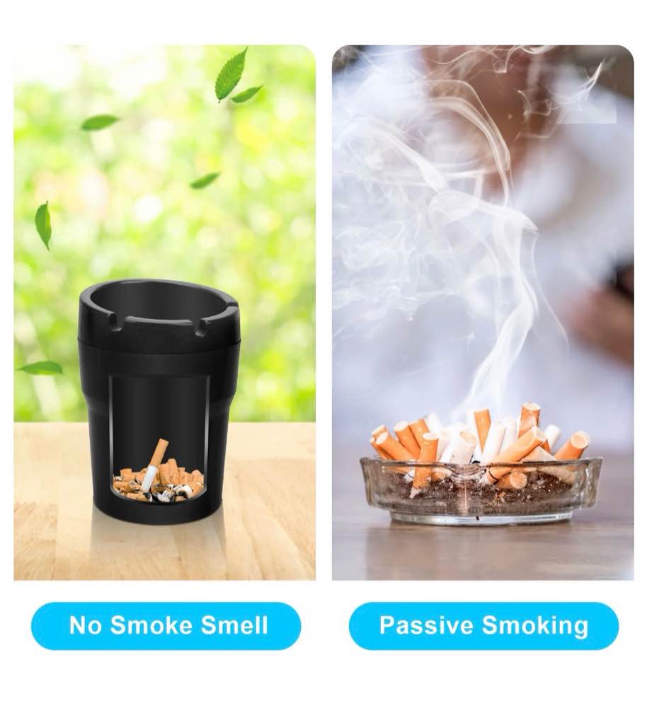 Condition photo showing Good Condition for Car Ashtray, Plutput Portable Smell Proof Windproof Flame Retardant ABS Material Detachable Ashtray for Most Car Cup Holder(Black)
