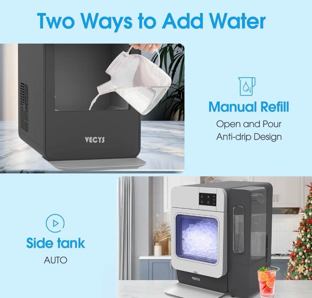 Condition photo showing Good Condition for VECYS Nugget Ice Maker W/ Side Water Tank, 33LBS/Day Self-Cleaning, Grey