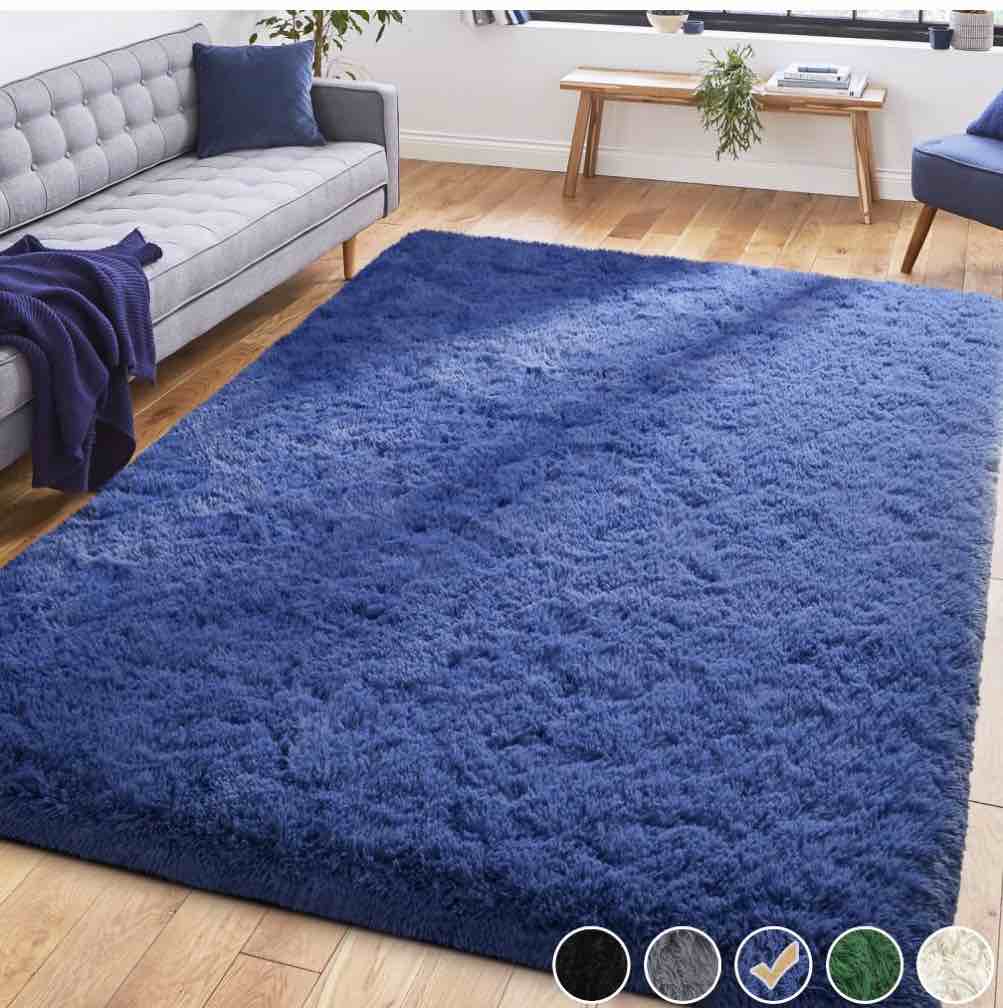 Condition photo showing Good Condition for Nefoso Shag Area Rug, 6ft x 9ft Soft Fluffy Area Rugs for Living Room Bedroom Decor Carpet, Dark Blue