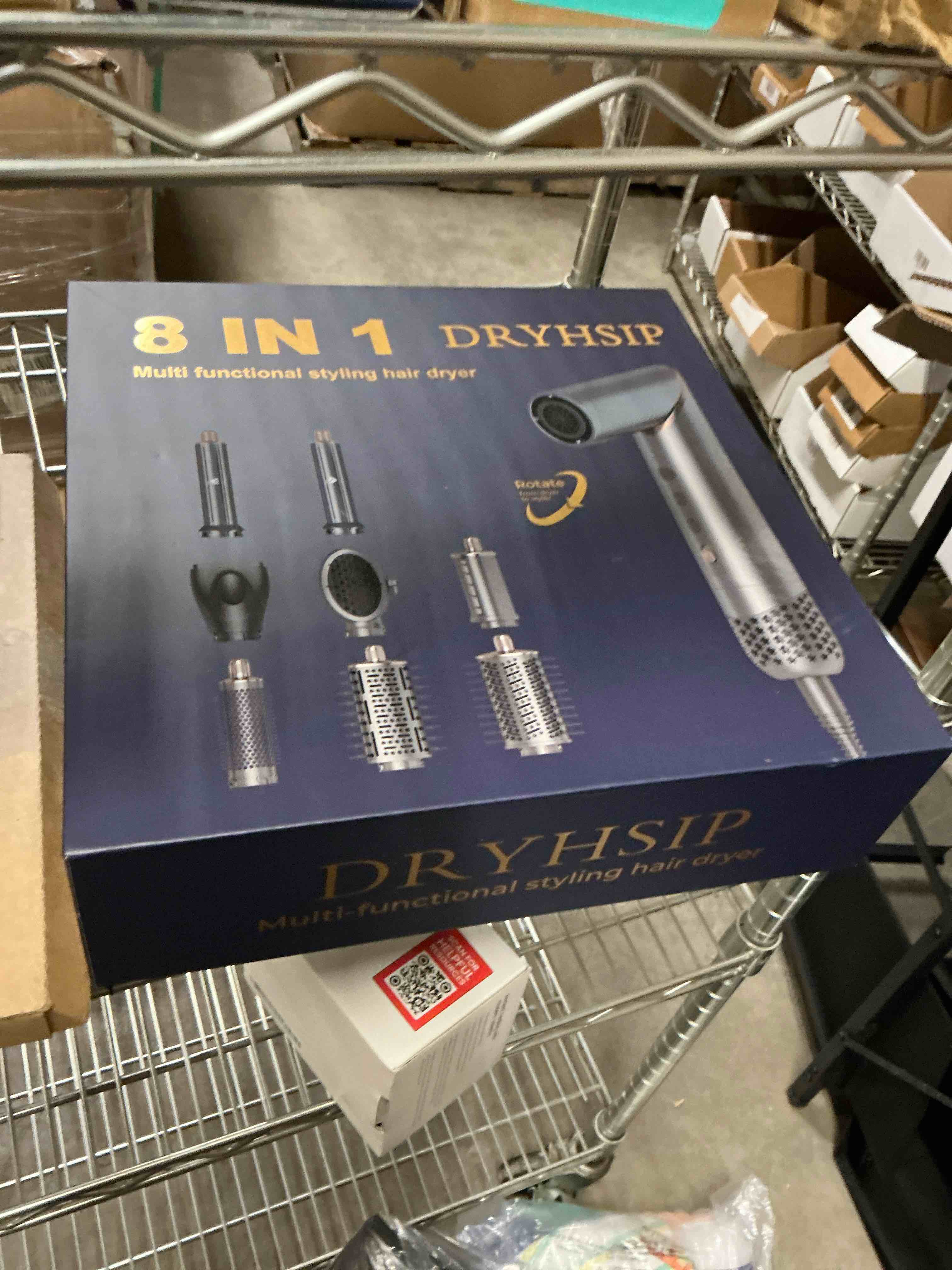 Condition photo showing Good Condition for 8 in 1 Hair Styler Set & Hair Dryer Brush, 110,000 RPM High-Speed Negative Ionic Foldable Hair Dryer Fast Drying, Multi Professional Hot air Styler for Curling Volumizing Straightening Styling(Gray) Gray 8 in 1 Hot Air Brush