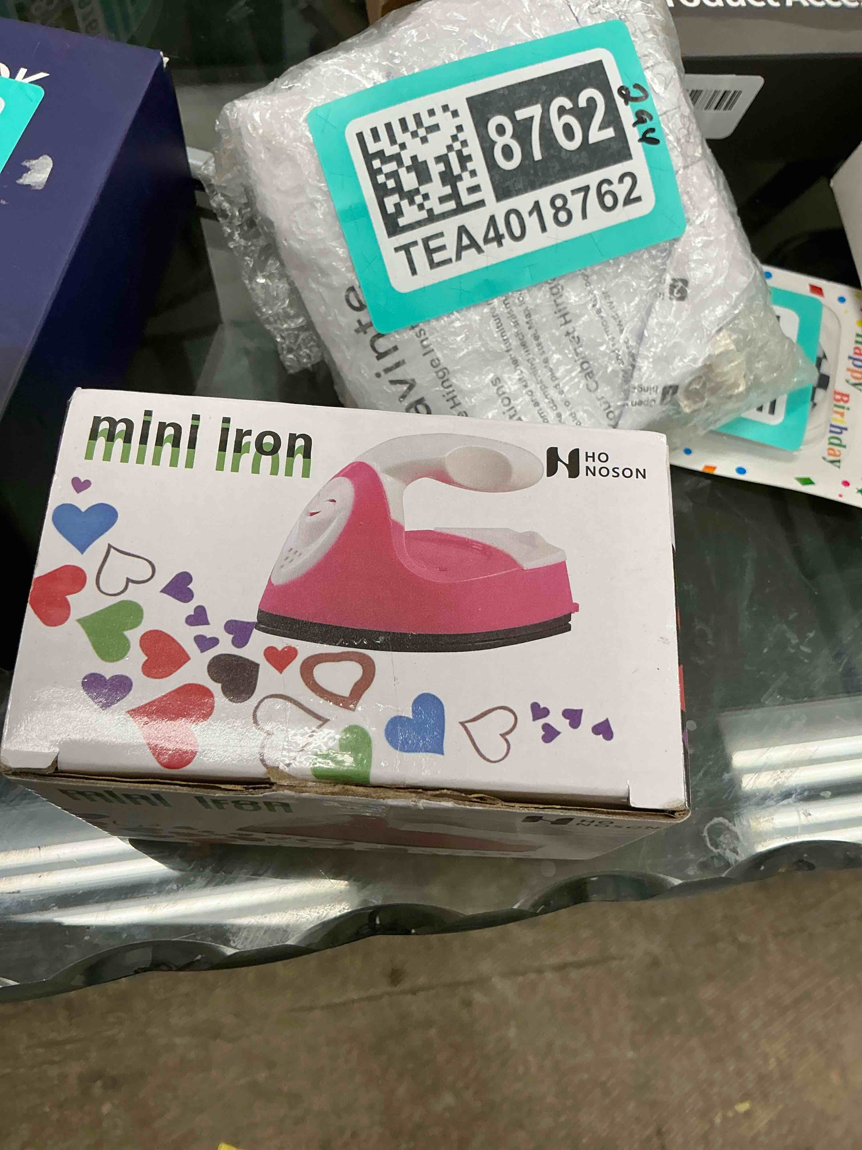 Condition photo showing Good Condition for Honoson Mini Craft Iron Mini Heat Press Small Iron 3.93 x 2.36 x 2.76 in Portable Handy Tiny Flatiron with Charging Base Accessory for Fuse Bead Patch DIY Heat Transfer Vinyl(Light Pink, Light Blue)