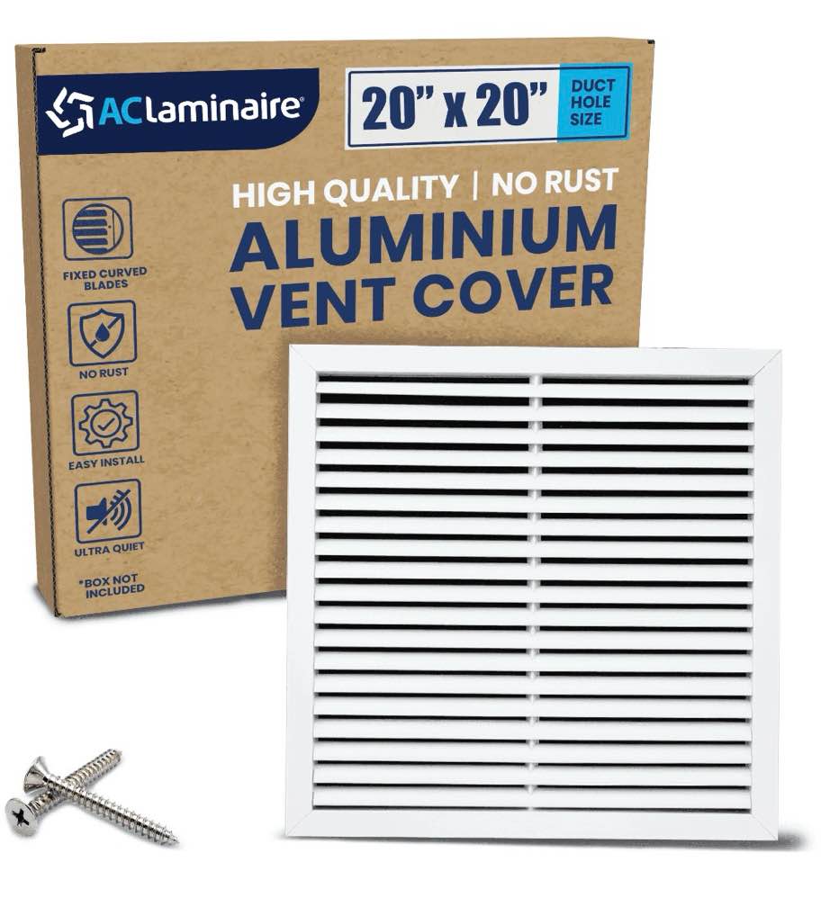 Vent Cover 20 x 20 Aluminum Return Air Grille, Rustproof, 1-Pack [21.6" x 21.6" Face]
