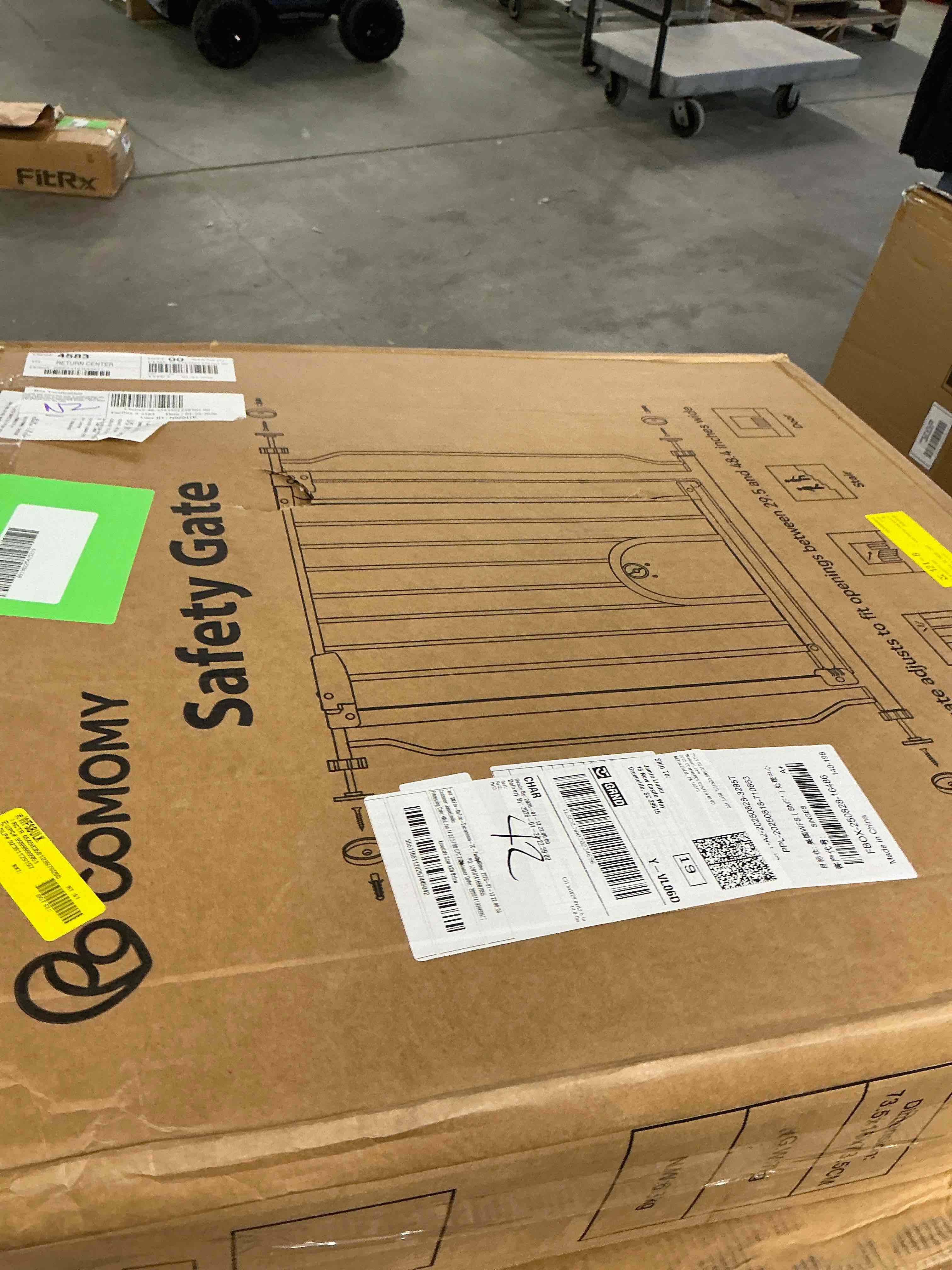 Condition photo showing New/Like New for Caveen 29.5-48.4" Wide Pet Safety Gate with Cat Door Pressure Mount, Black