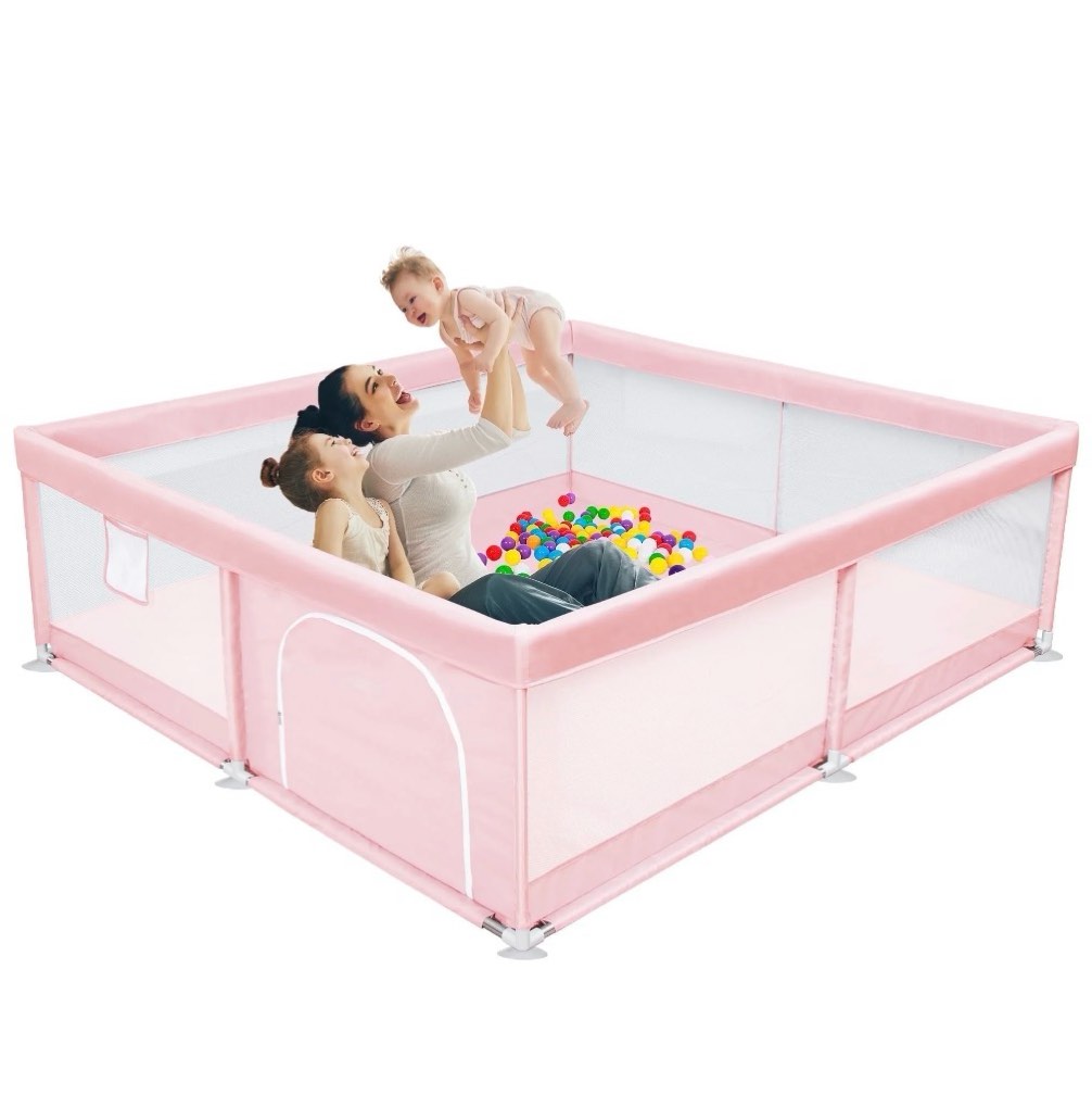Babyeap Baby Playpen Large Play Yard Fence for Toddlers,50"x50" Pink