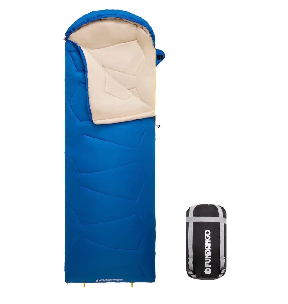 FUNDANGO Compact Boys Camping Sleeping Bags for Adults 200cm*90cm Blue Waterproof  Sleeping Bags with Compression Sack Adult Camping Gear for Hiking, Backpacking, 39.2°F-62.6°F, 2.5lbs, Blue