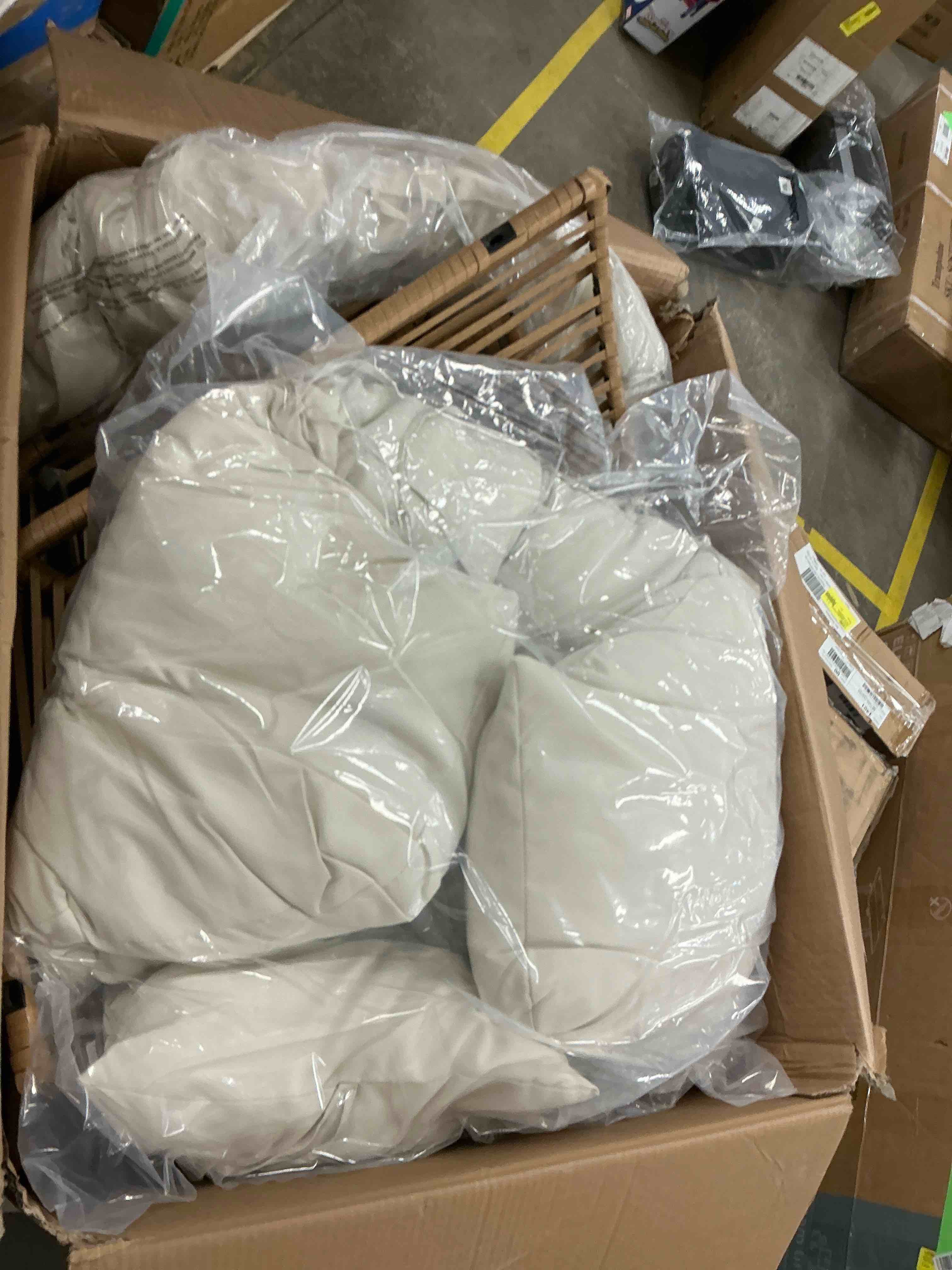 Condition photo showing New/Like New for Walsunny Egg Chairs Outdoor Patio Wicker Oversized Egg Shell Lounger Lawn Chair with Cushion for Indoor Outside Porch Balcony Backyard, Original Wood Color Rattan Beige Cushion