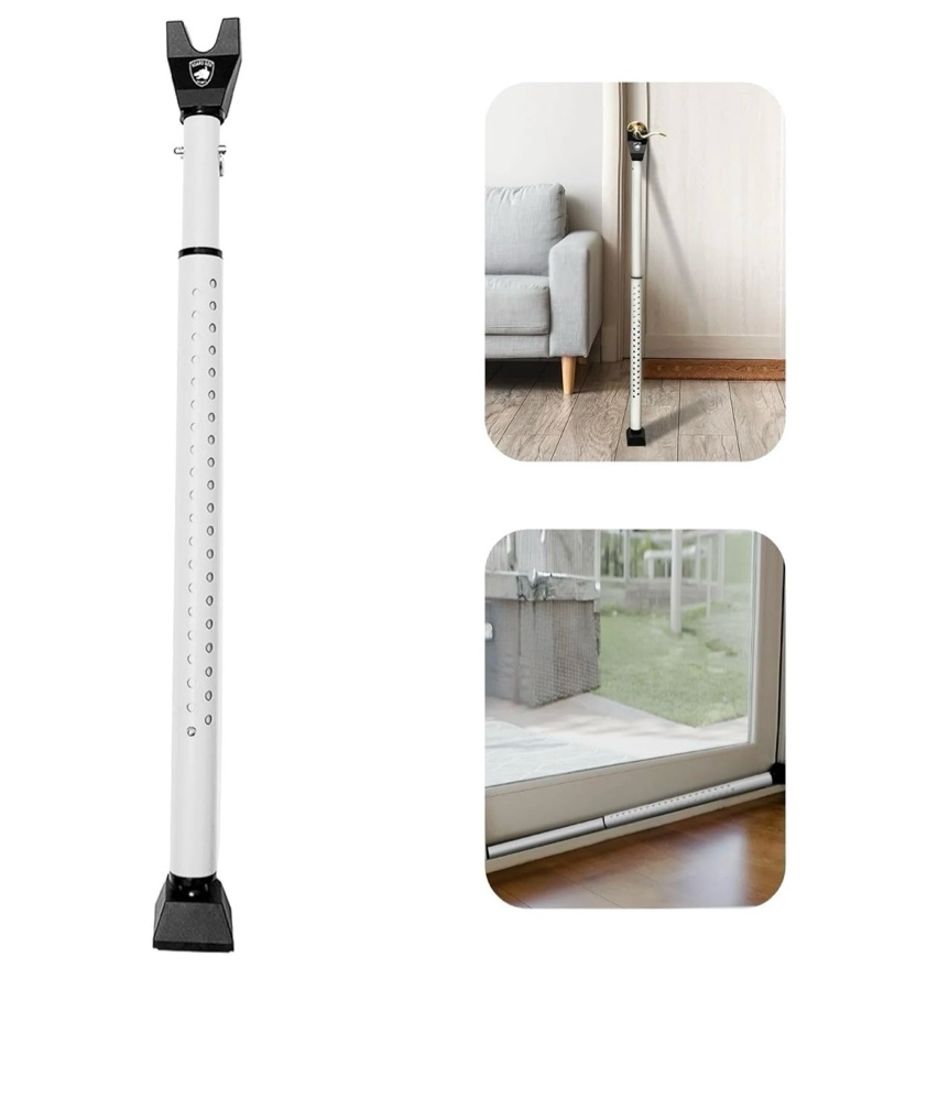 Door Stopper Security Bar  2-in-1 Adjustable Door Steel Jammer  300 lbs of Force  by Guard Dog Security  1 pack White