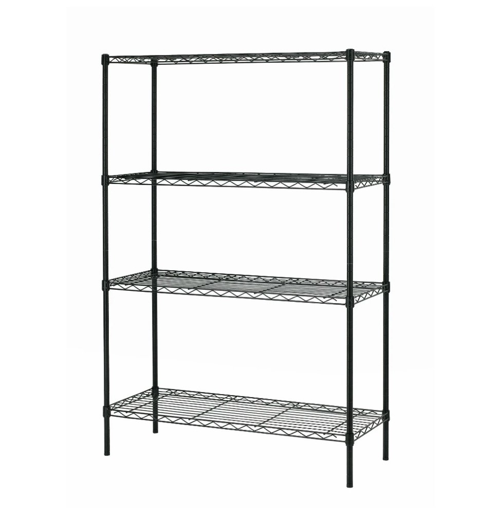 BestOffice 4 Shelf Wire Shelving Unit Garage NSF Wire Shelf Metal Storage Shelves Heavy Duty Height Adjustable for 1000 lbs Capacity Black