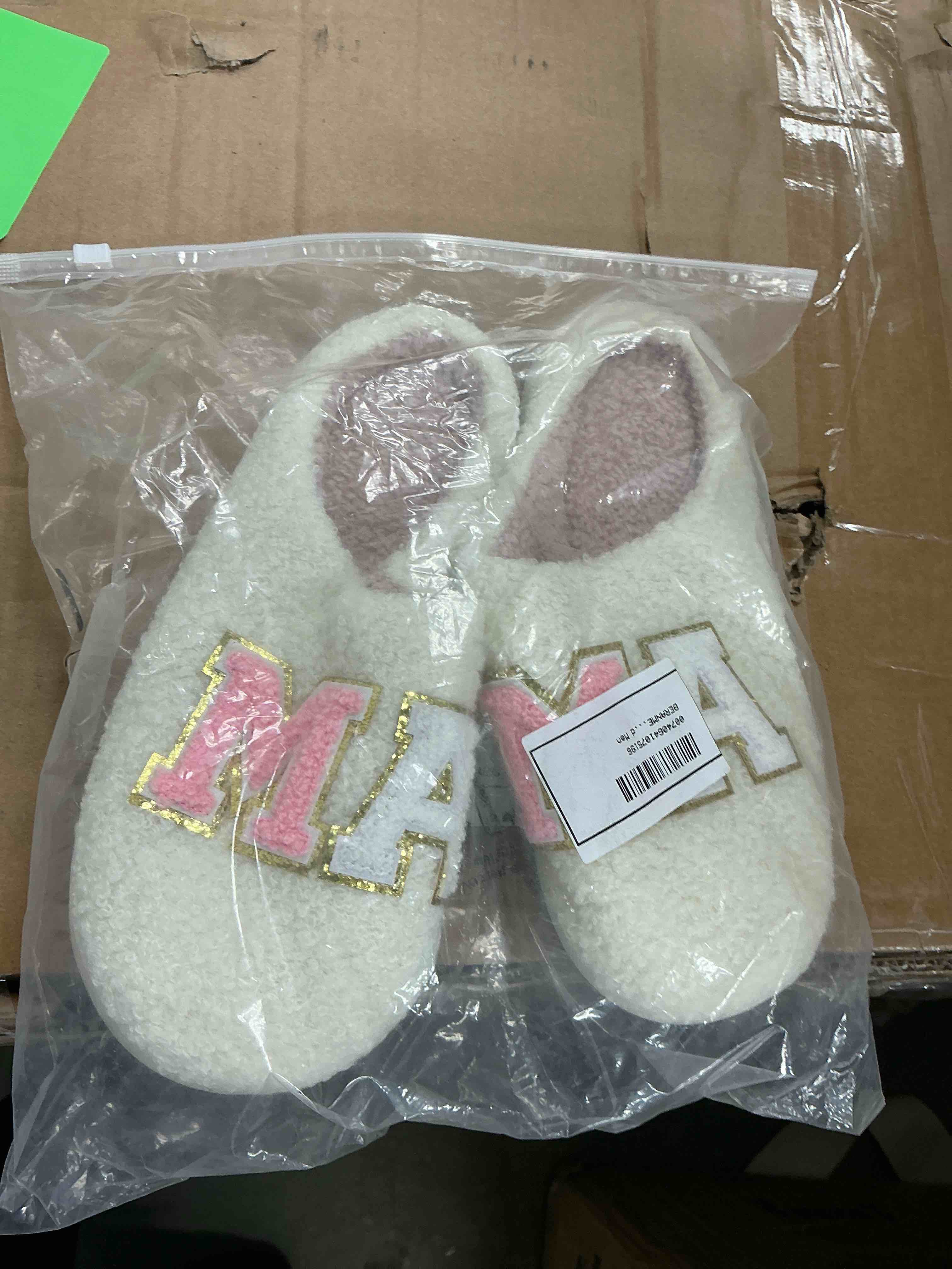 Condition photo showing Good Condition for BERANMEY MAMA Bear Slippers for Women Warm Memory Foam Plaid Print Fuzzy Indoor Outdoor Non-Slip House Shoes for Women and Men size 38-39 