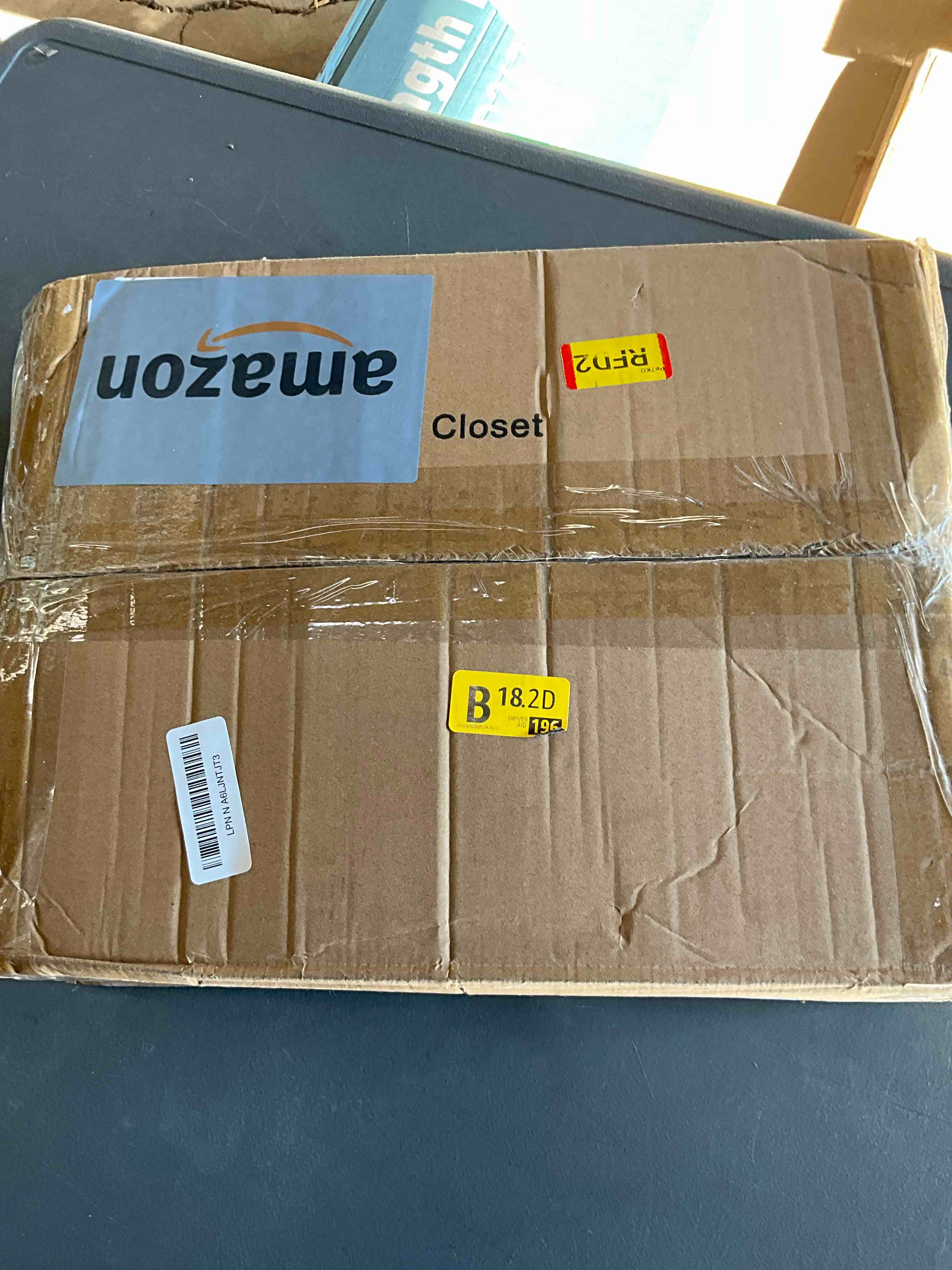 Condition photo showing Good Condition for Wardrobe Closet, Quick and Easy Assembly, Black Portable Closet with 2 Hanging Rods 4 Storage Shelves and 8 Side Pockets, Sturdy and Stable Clothes Rack with Cover, for Bedroom and Dormitory Black 34 Inch