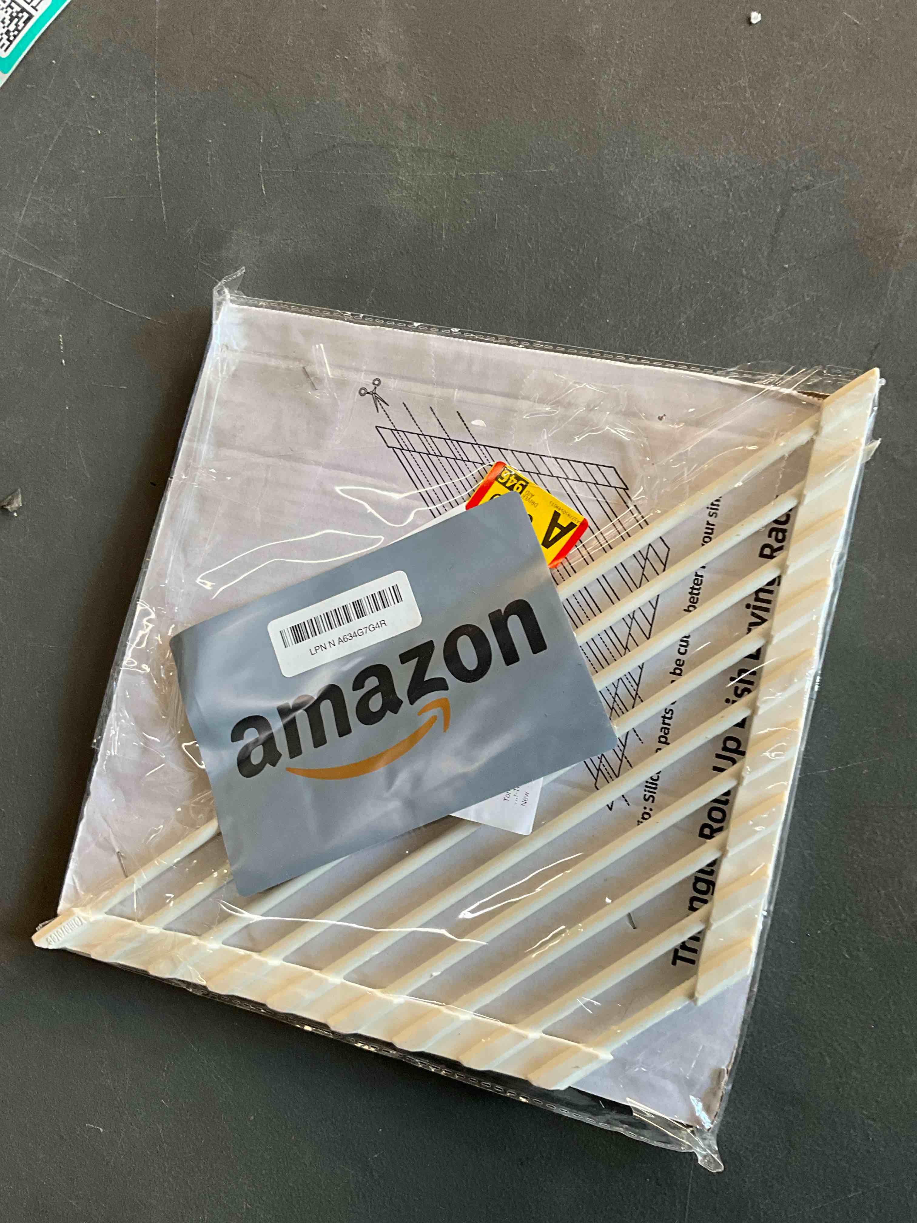 Condition photo showing Good Condition for Tomorotec Compact Silicone-Coated Triangle Dish Drying Rack for Sink Corner - Foldable Stainless Steel Over-The-Sink Organizer and Storage Shelf(Cream Color) Milk White