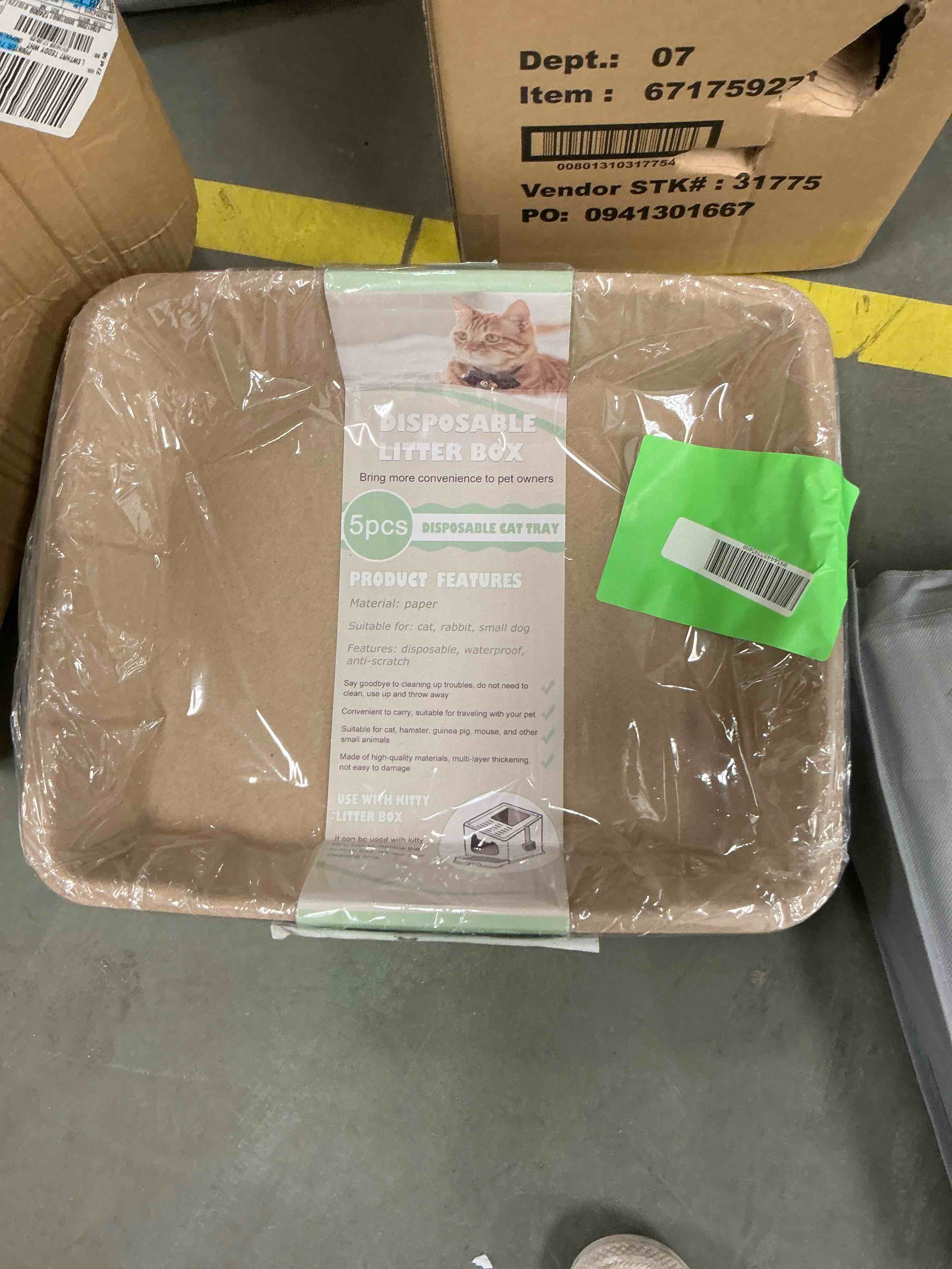 Condition photo showing New/Like New for Cshidworld 5 Pack Large Disposable Litter Box for Cats, Hamster, Guinea Pig Mice Bunny Small Animals, Paper Litter Tray Travel Toilet Cat Litter Box for Indoor Outdoor, Durable and WaterResistant