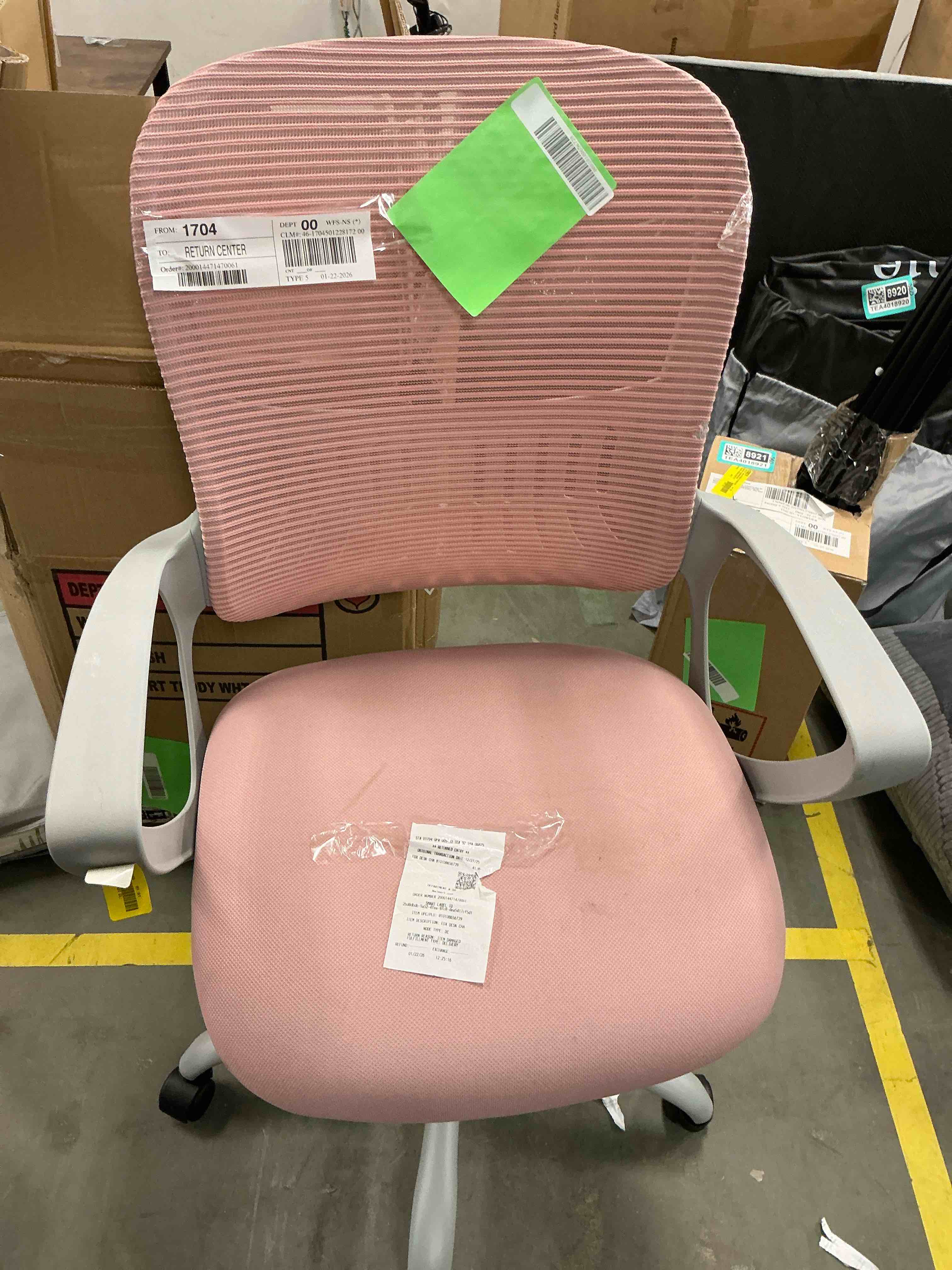 Condition photo showing Good Condition for edx Desk Chair with Ergonomic Lumbar Support for Home, Office, Bedroom, 250lbs, Pink