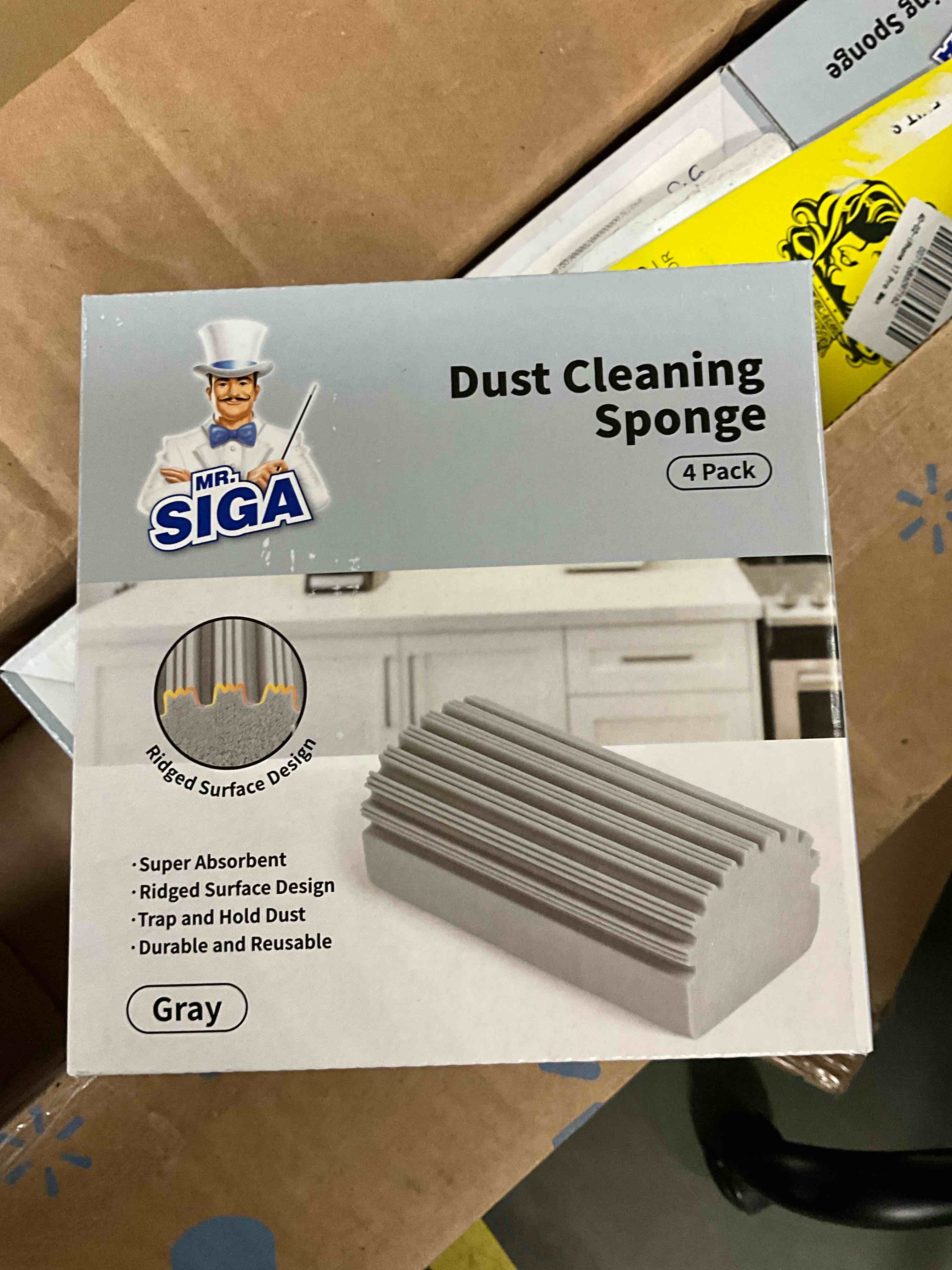 Condition photo showing New/Like New for 4-Pack Damp Clean Duster Sponge, Sponge Cleaning Brush, Duster for Cleaning Blinds, Glass, Baseboards, Vents, Railings, Mirrors,Window Track Grooves and Faucets?Gray?