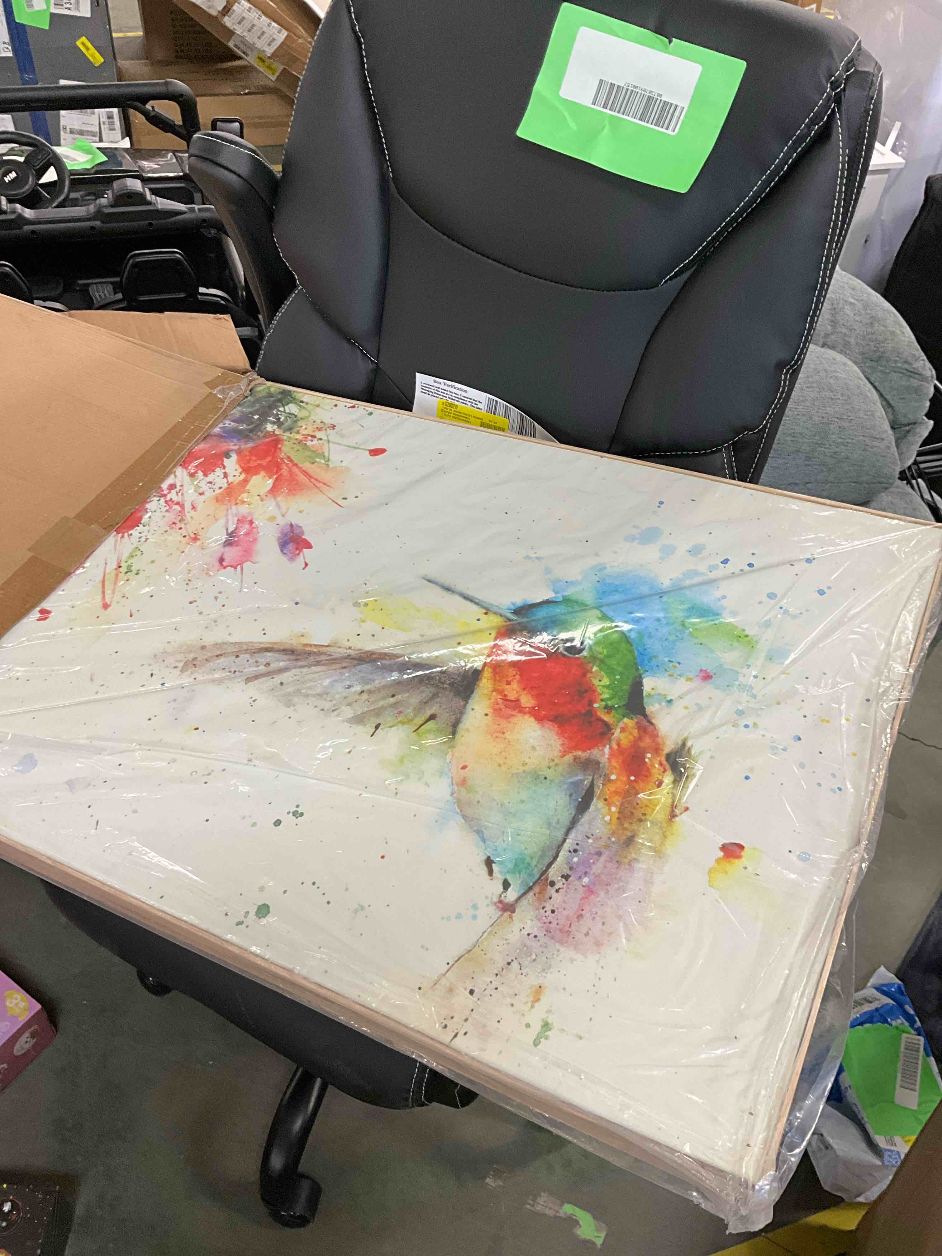 Condition photo showing New/Like New for Dean Crouser Demdaco Jewel Hummingbird Large Wrapped Canvas Print 20 x 30 Ash Wood Framed Wall Art Plaque