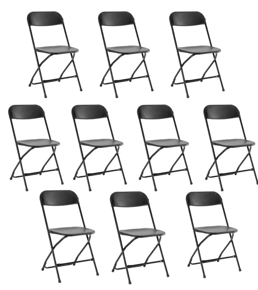edx 10-Pack Folding Chair, Indoor Portable, Stackable for Events, Offices, Weddings and Restaurants, Black