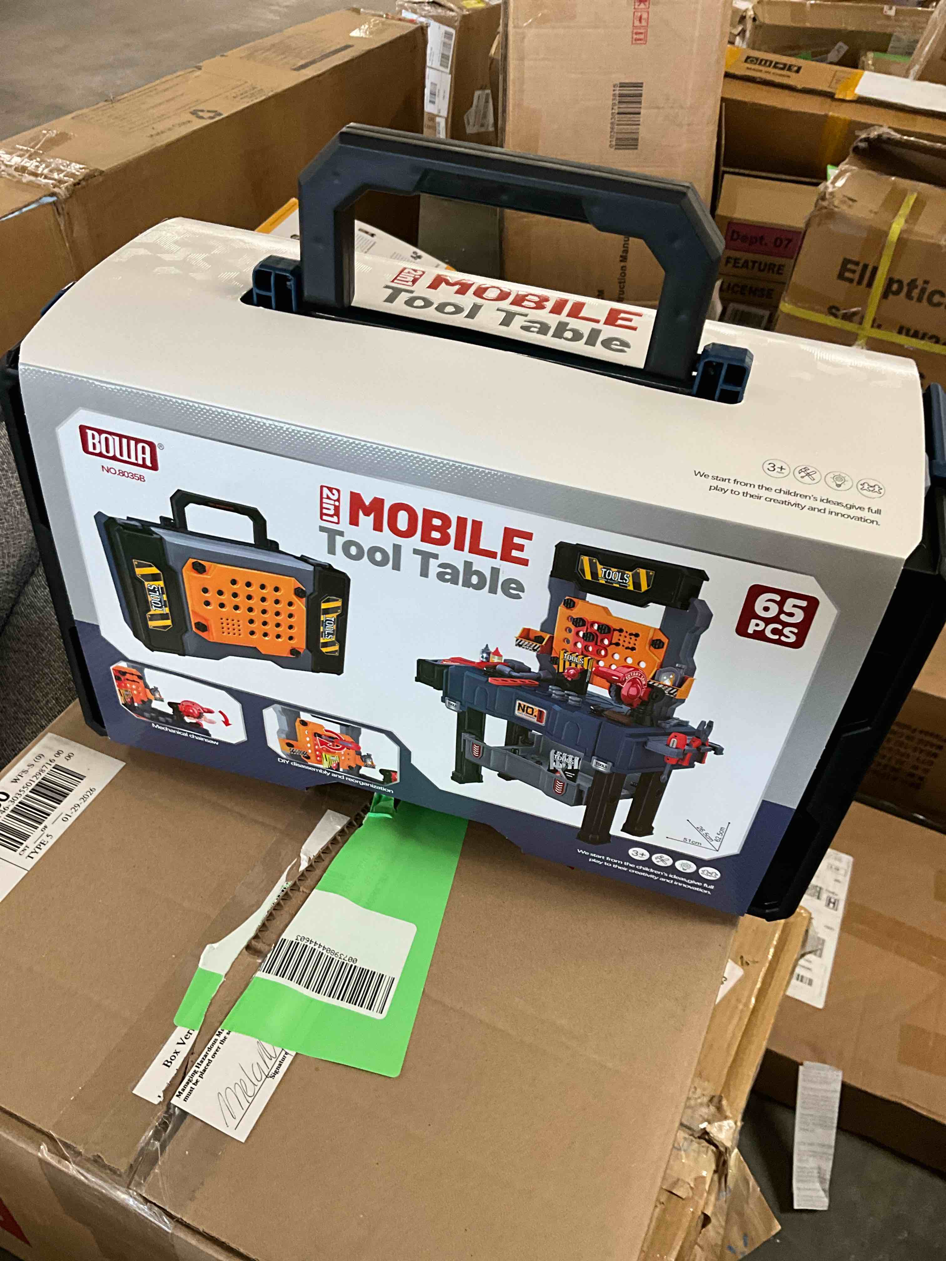 Condition photo showing New/Like New for Hot Bee Educational Toy Tool Bench Set, Foldable Pretend Workbench Play Construction Building Toys, ABS, Multicolor, 65 Pieces, Christmas Gift Toys for Boys 4 5 6+