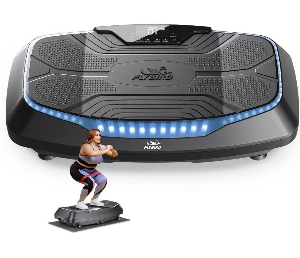 flybird 4d vibration plate: triple motors, 500lb capacity - for bone strength & lymphatic drainage