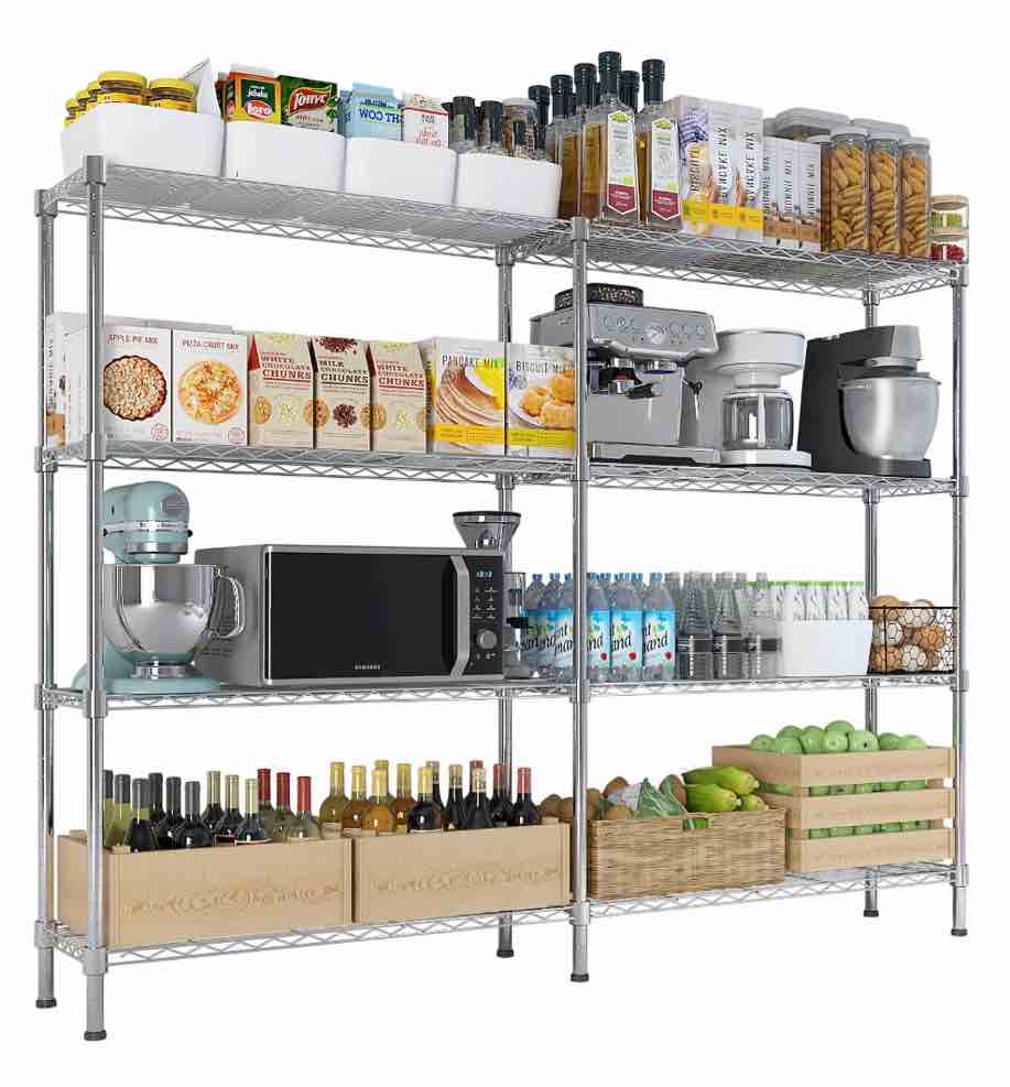 ktaxon 1500lbs heavy duty wire shelving  8-tier steel garage storage rack  adjustable diy metal commercial shelving for garage pantry storage organizer  58 w x 13.8 d x 59 h