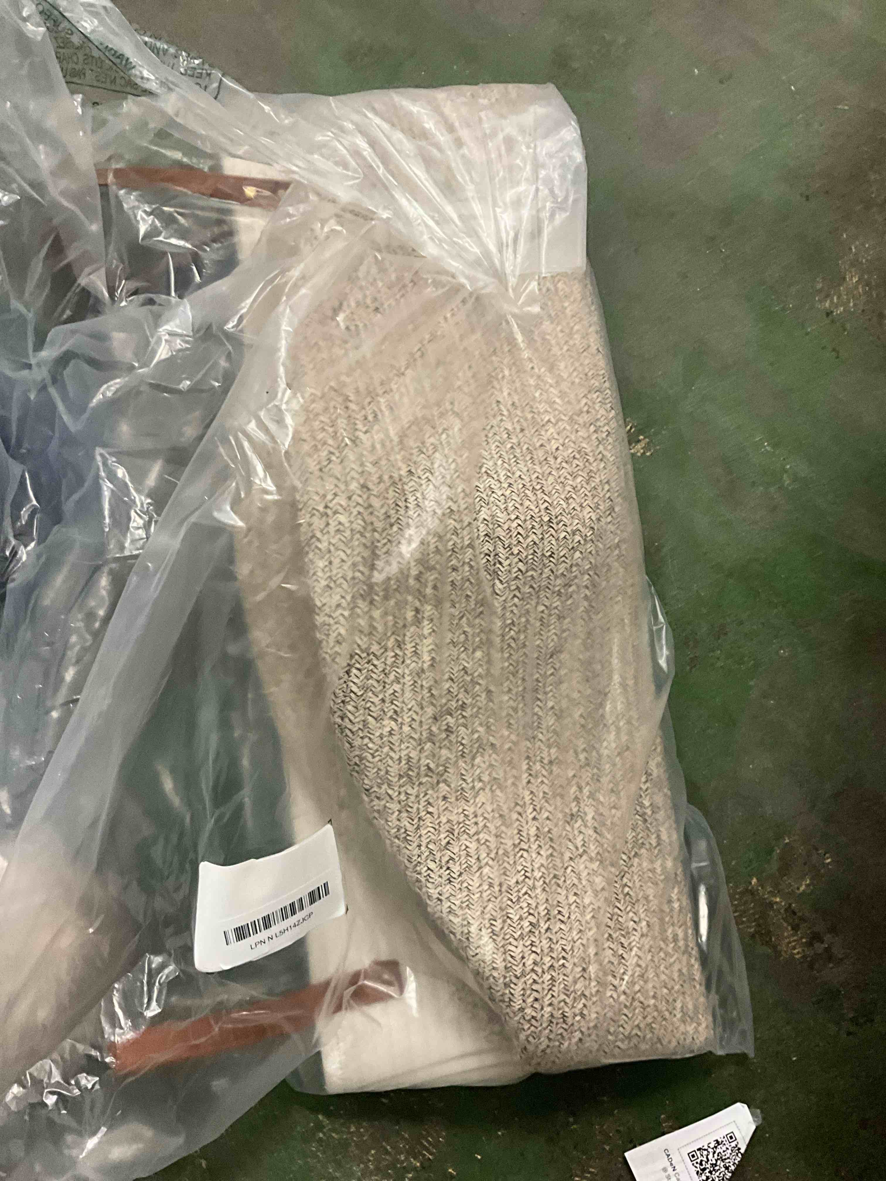 Condition photo showing Good Condition for VIPOSCO Tall Laundry Basket, Large Dirty Clothes Hamper with Leather Handle, Woven Rope Storage Basket for Blanket, Toy In Living Room, Bathroom, Bedroom - 53L White & Brown Brown 53L