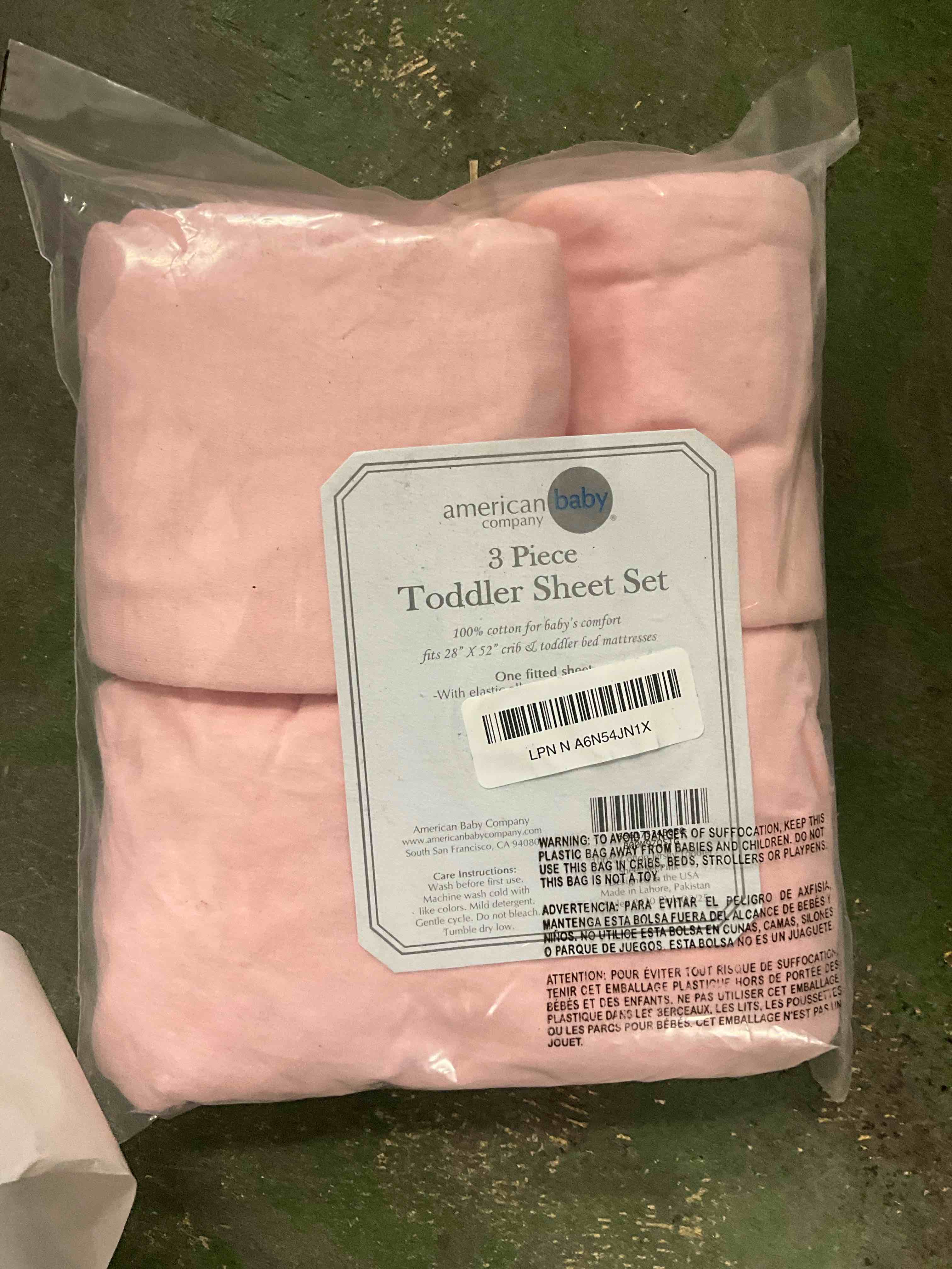 Condition photo showing Good Condition for American Baby Company 100% Natural Cotton Jersey Knit Toddler Sheet Set, Pink, Soft Breathable, for Girls