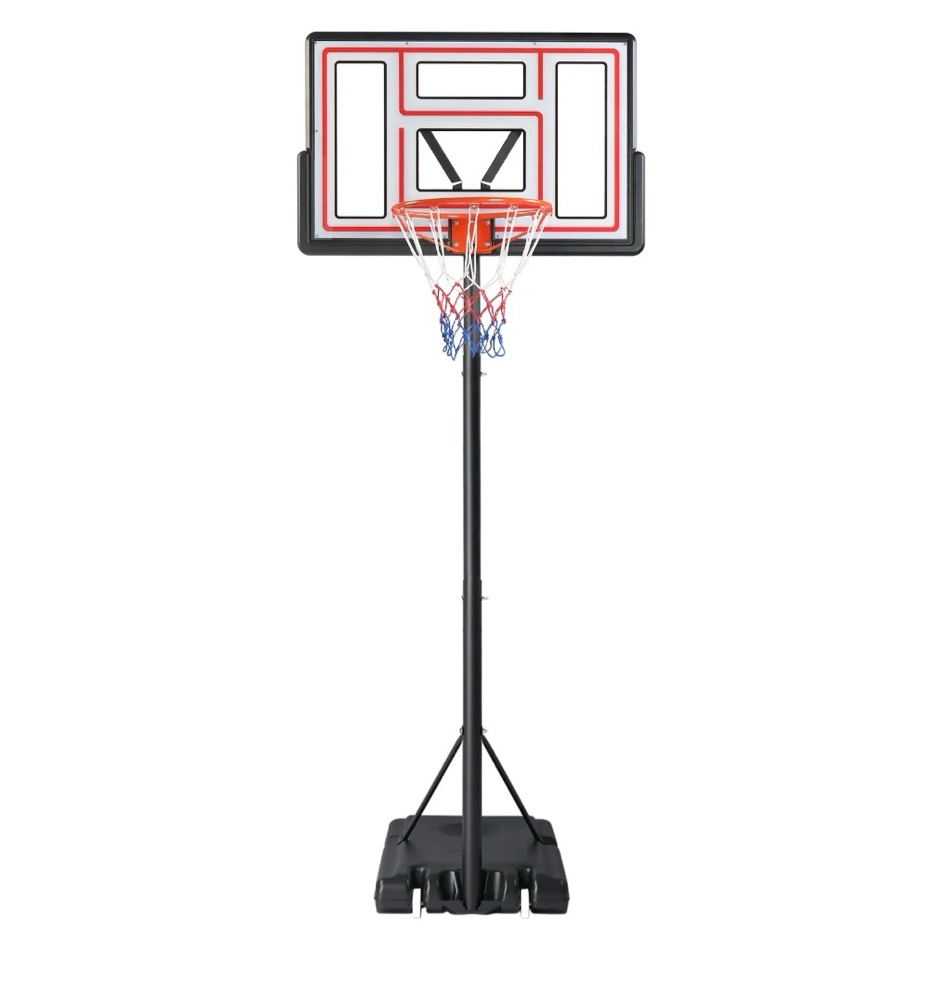 ktaxon 44inch portable basketball hoop outdoor, basketball goal system 4.4-10ft height adjustable, shatterproof backboard, red