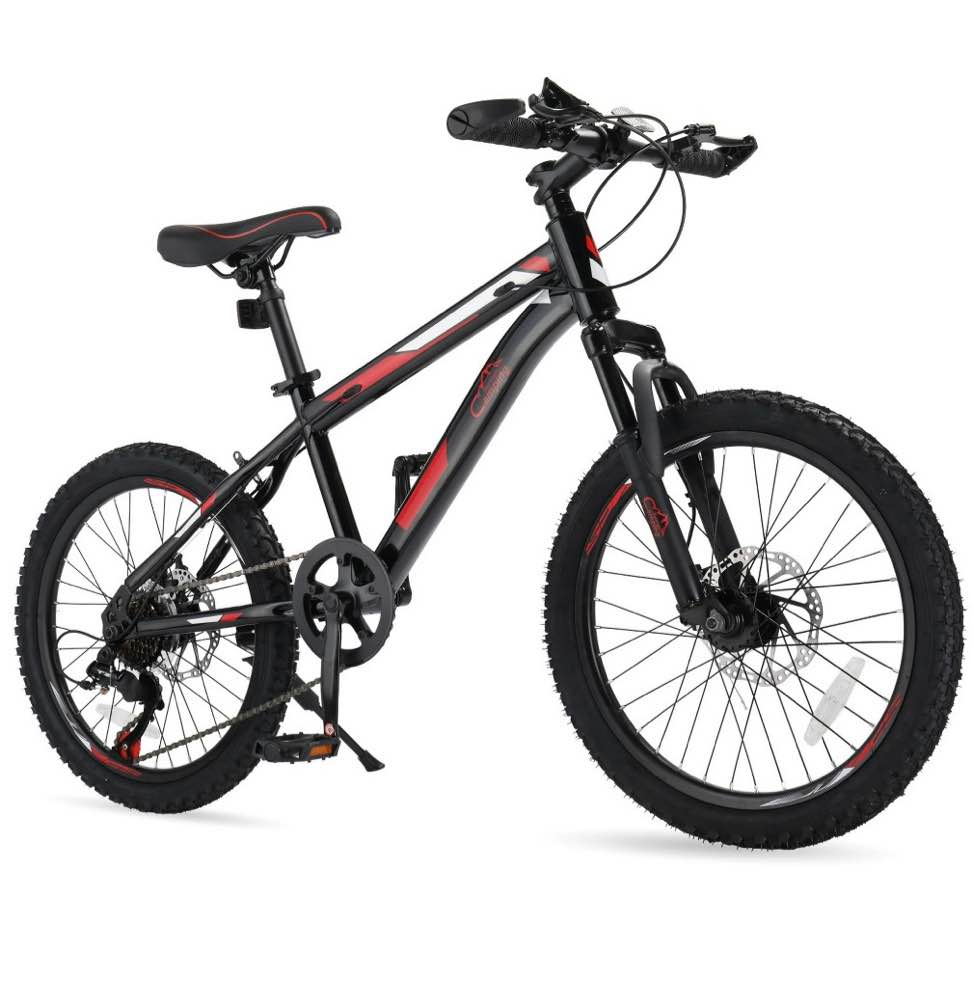 ktaxon 20" mountain bike, 7 speed bike with disc brakes, black
