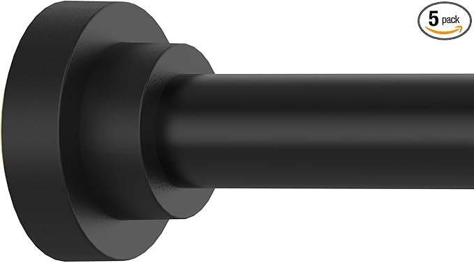 shower curtain rod adjustable 43-78 inch, 1"diameter spring tension curtain rod no drill, anti-rust non-slip shower rod, black shower curtain rod for bathroom tension