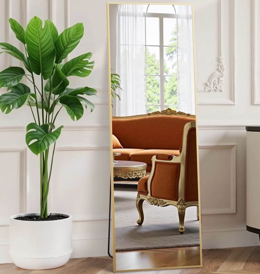 EDX Full Length Mirror 59 x16 Full Body Mirror Rectangle Free Standing Wall Mounted Leaning Hanging Full body Mirrors Gold