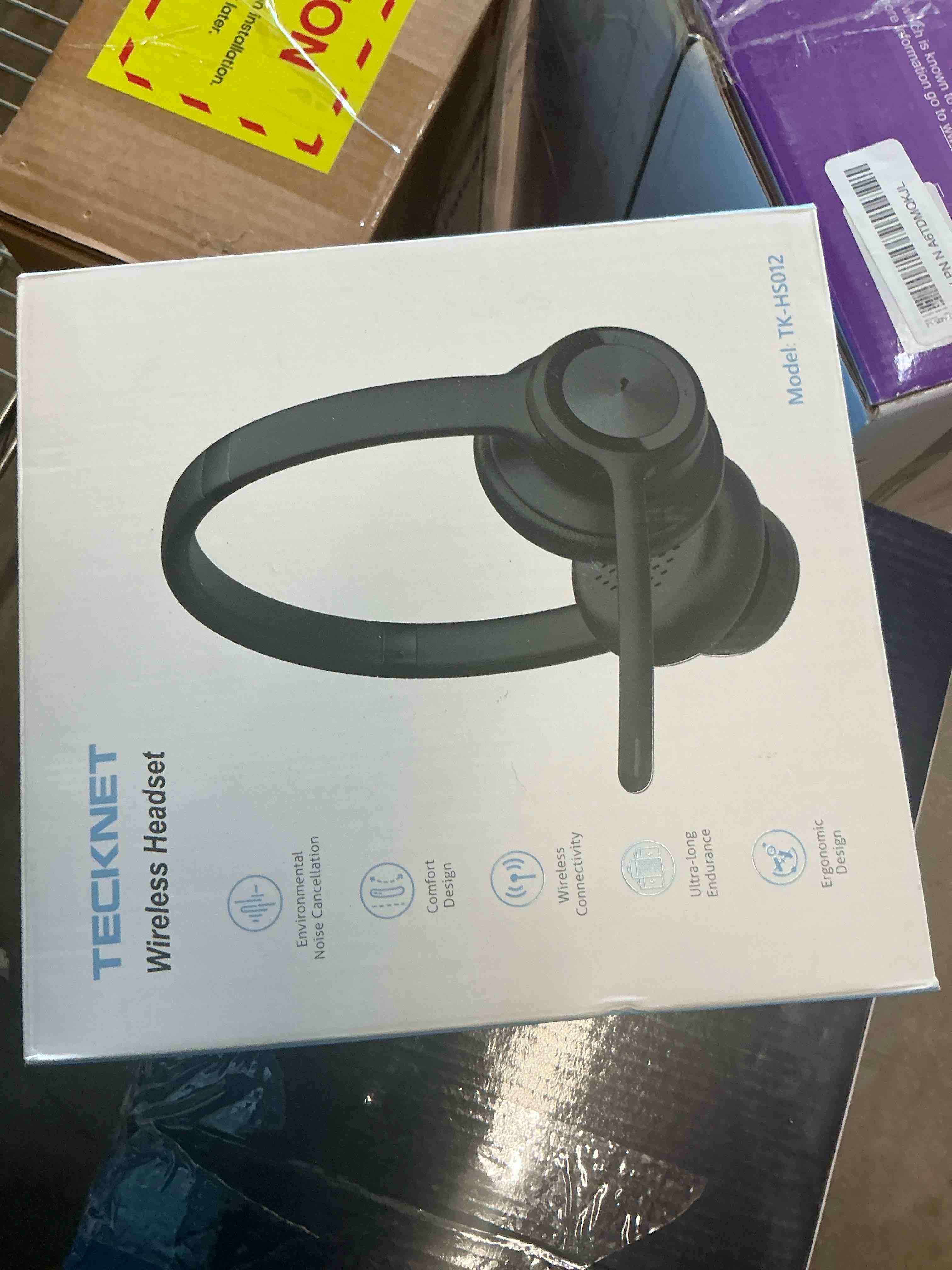 Condition photo showing Good Condition for TECKNET Wireless Headset, Bluetooth Headset with Noise Cancelling Microphone - Rechargeable Bluetooth V5.2 Headphones, 50H Playtime & Mic Mute, On Ear Headphones for Trucker/Remote Work/Call Center Deep Black