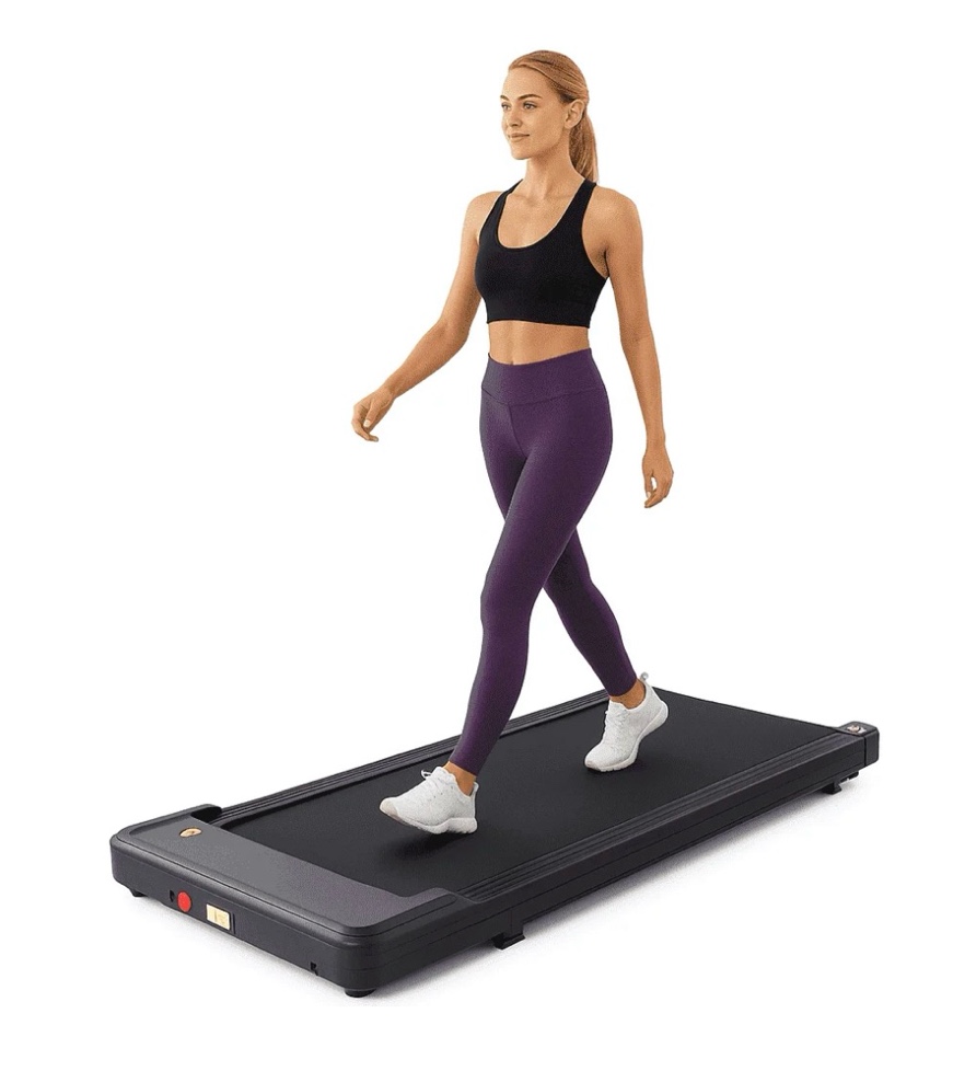 concetta compact walking treadmill for small spaces, quiet under-desk walking pad with remote, slim portable design for home office workouts, led display, easy to store,black