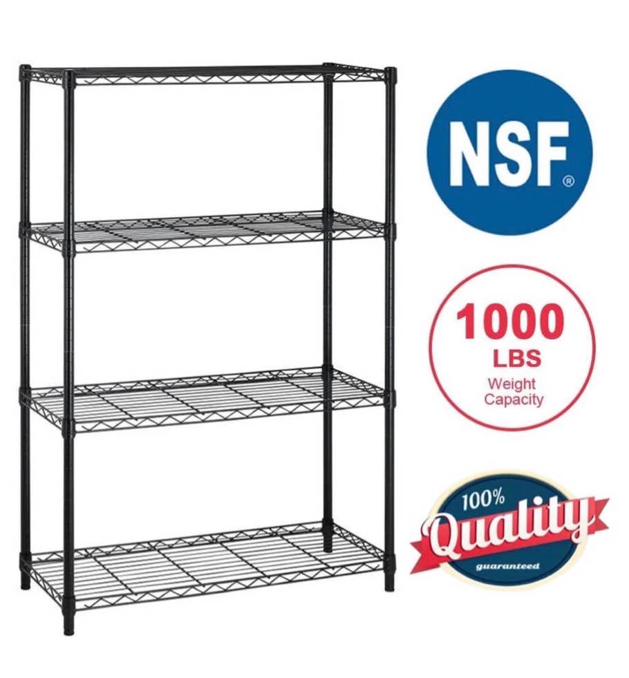 bestoffice 4 shelf wire shelving unit garage nsf wire shelf metal storage shelves heavy duty height adjustable for 1000 lbs capacity black